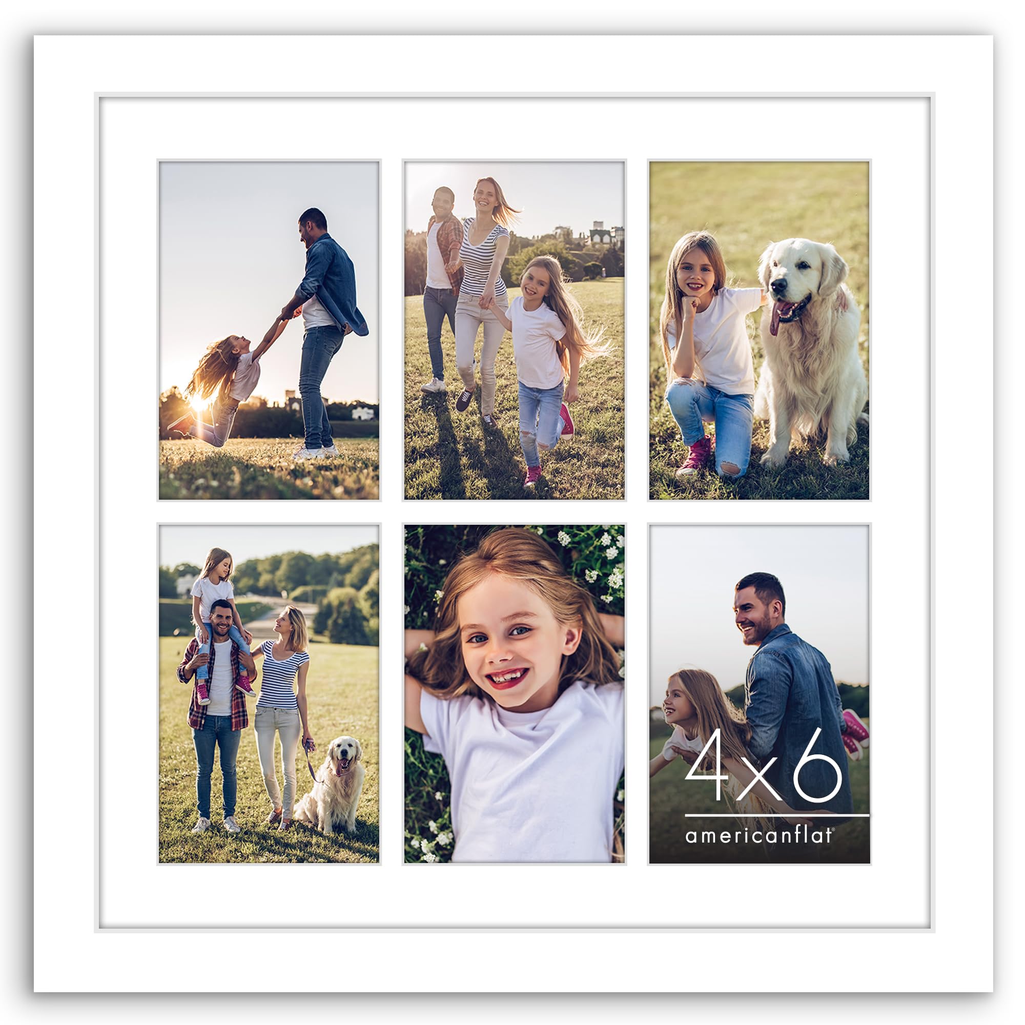 Americanflat 4x6 Double Picture Frame with Shatter-Resistant Glass - Fits Two 4x6 Photos or use as One 6x14 Frame - Signature Collection - Collage Frames for Tabletop and Wall Display - Black