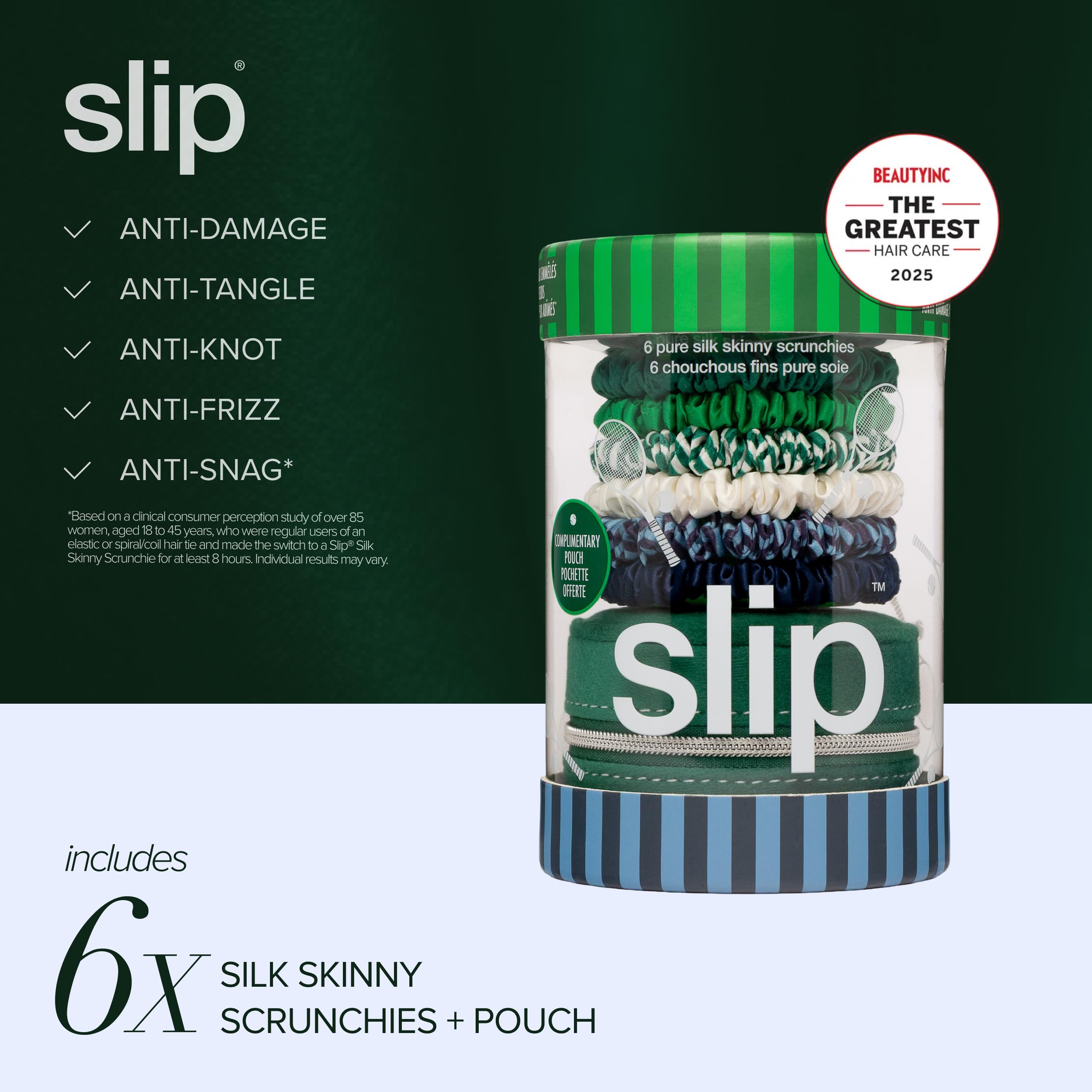 Slip Silk Hair Ties — Skinny Silk Auburn Scrunchies, No Damage, No Crease, Anti-Breakage |100% Mulberry Silk | All Hair Types | Made with Proprietary Slipsilk™ | Set of 4