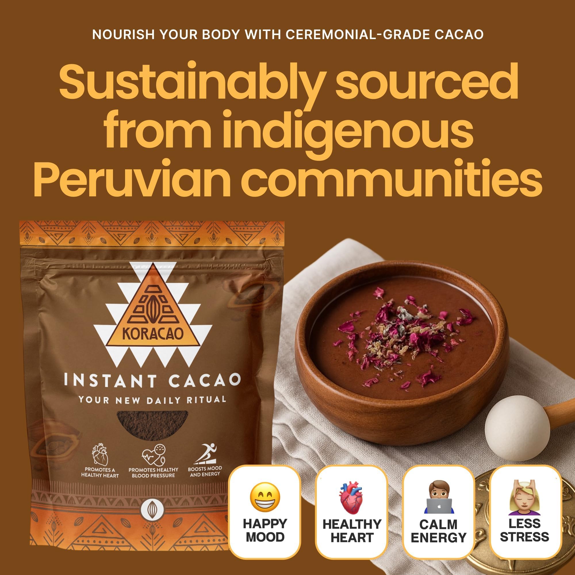 KORACAO Sustainably Harvested Cacao | Ideal Superfood for Everyday Bliss | Ceremonial Grade Cacao | Enhance Your Spiritual Journey with Ancient Superfood Delight - 1 Pound