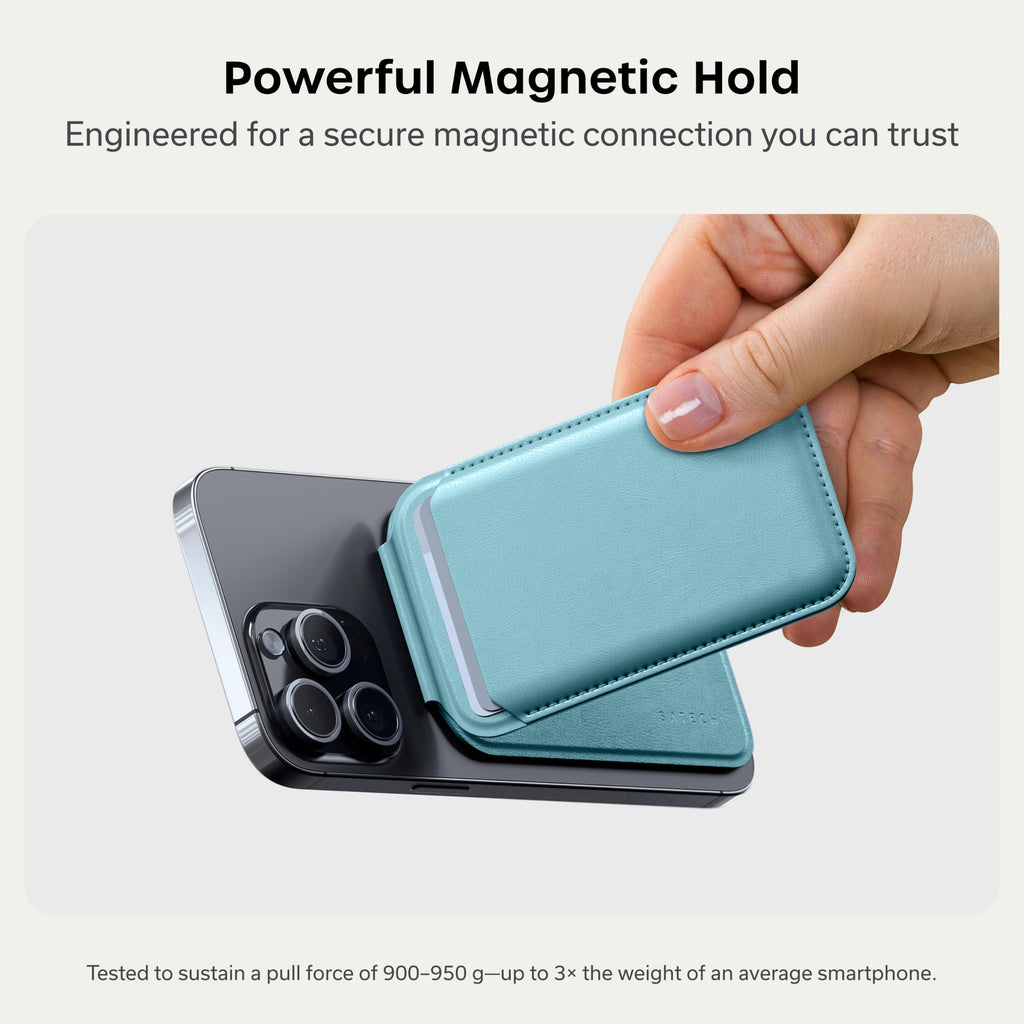 Satechi Magnetic Magsafe Wallet, Double Flap Stand Card Holder, 4 Slots with Front NFC Pass-Through, Adjustable Phone Attachment for iPhone 17/16/15/14/13/12, Travel Accessory