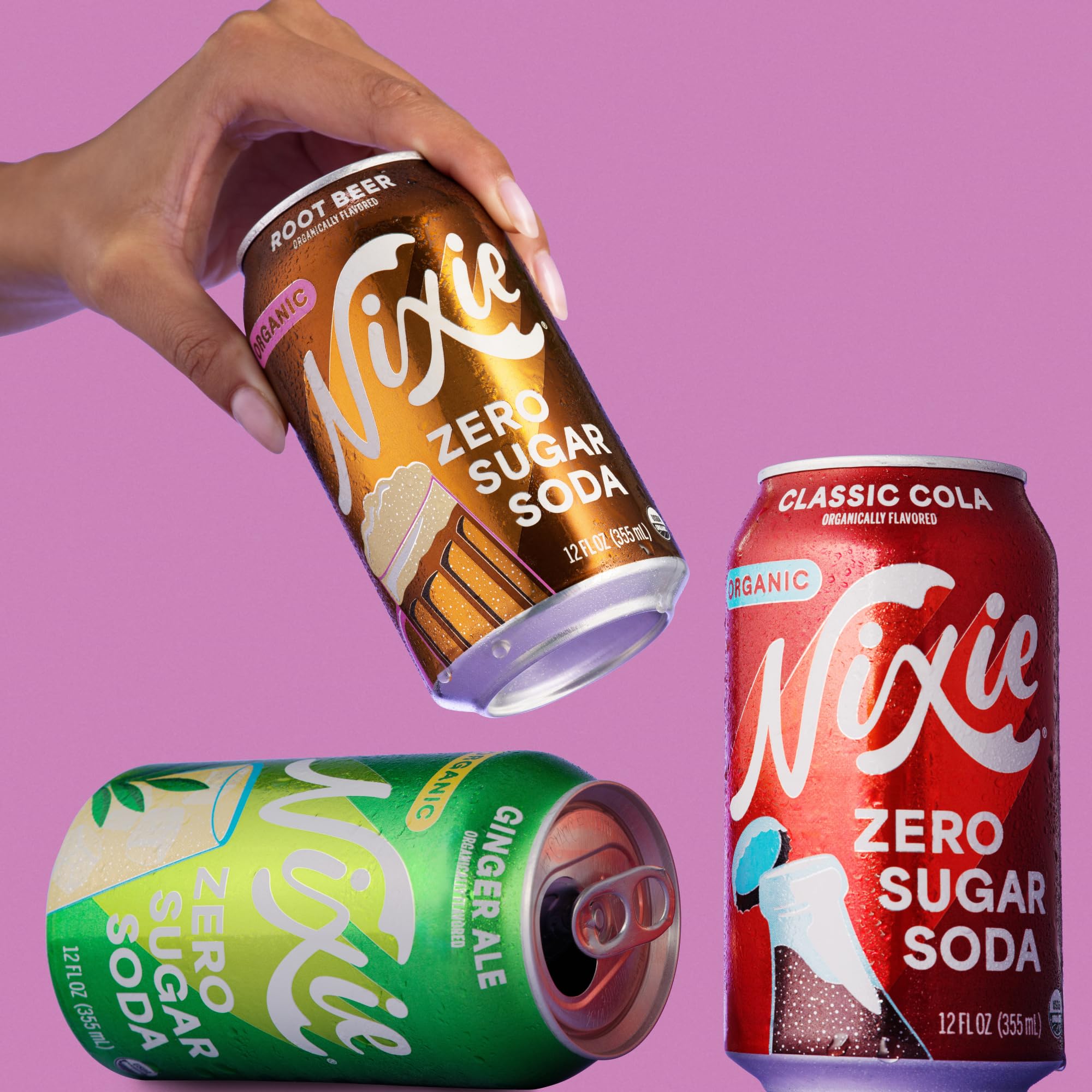 Nixie Organic Zero Sugar Soda, NEW Cherry Cola, Healthy Soda Pop, Non-GMO, 0 Sugar, 0 Calories, 40mg Caffeine, 12oz Cans (12 Pack)