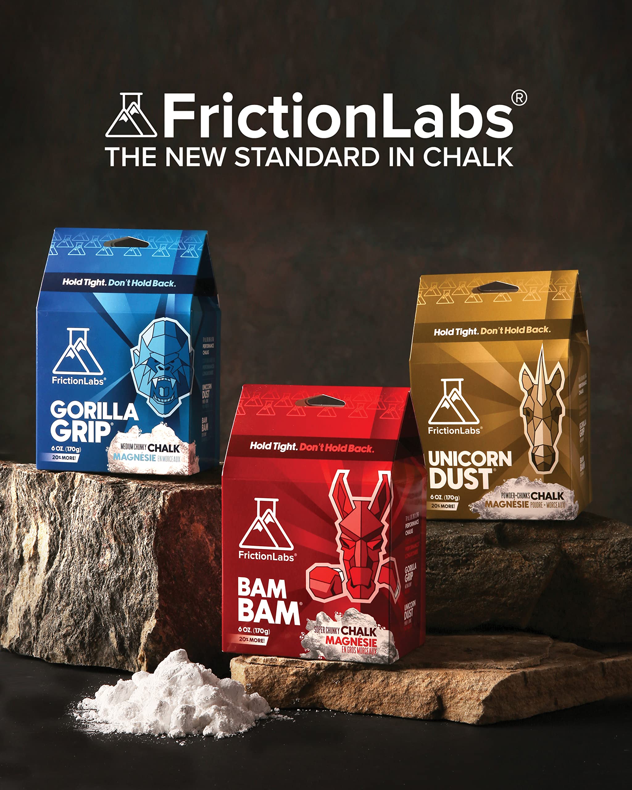 Friction Labs Premium Loose Climbing Chalk - High-Performance Hand Chalk with Superior Grip for Bouldering, Climbing, Weightlifting & More - Long Lasting & Skin Friendly Powdered Chalk
