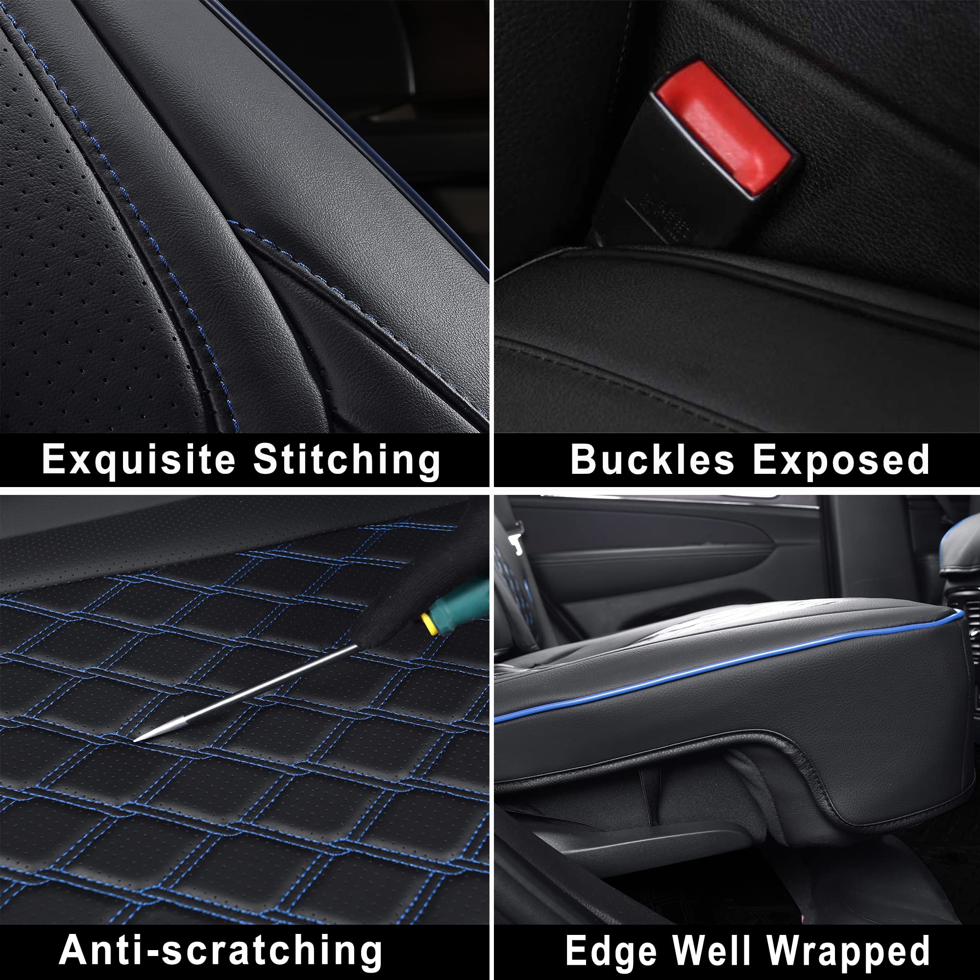 Huidasource Grand Cherokee Seat Covers, 2 Pieces Waterproof Leather Customized Car Seat Cushion Covers Protectors Compatible with Jeep Grand Cherokee 2011-2022 (2Pcs Front/Black)
