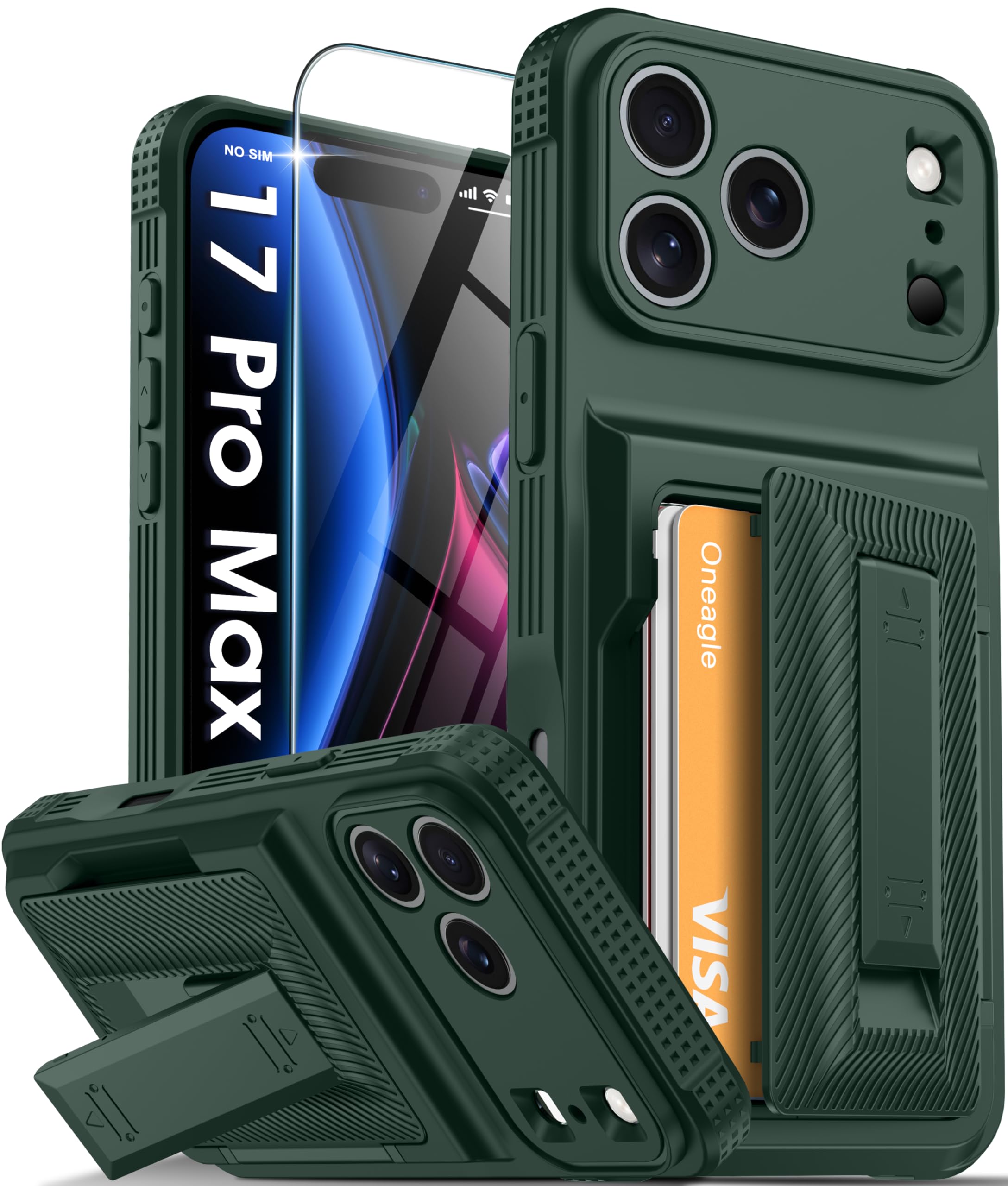 Oneagle Wallet for iPhone 16 Pro Max Case with Card Holder (4-5 Cards) [RFID Blocking] [Privacy Screen Protector] Full Camera Protection & Kickstand, 15FT Shockproof Phone Case for iPhone 16 Pro Max