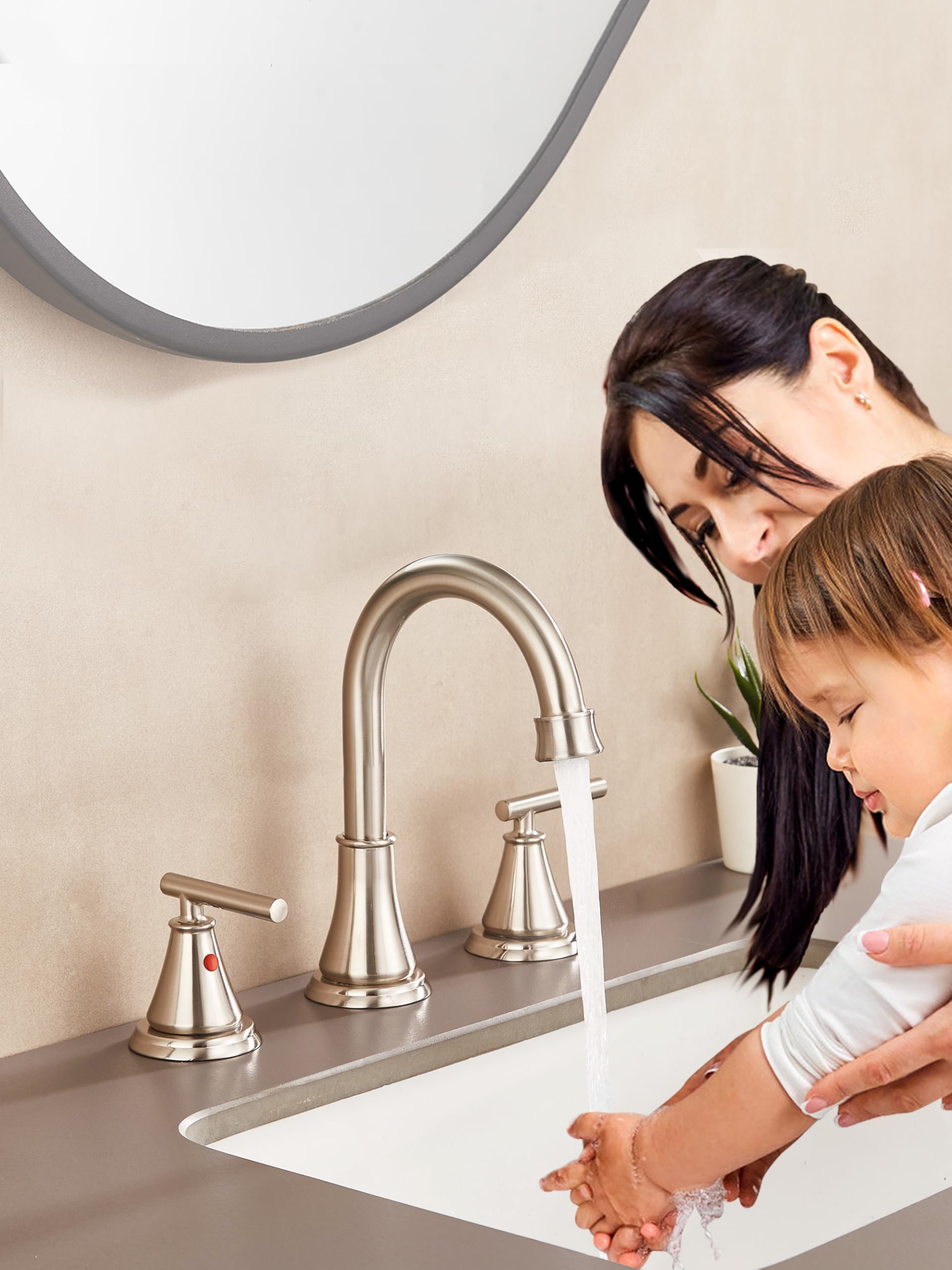 Fransiton Widespread Bathroom Sink Faucet 3 Hole, Brushed Gold Bathroom Faucet with Metal Pop-Up Drain, 2 Handle for 6-16" RV Vanity Sink