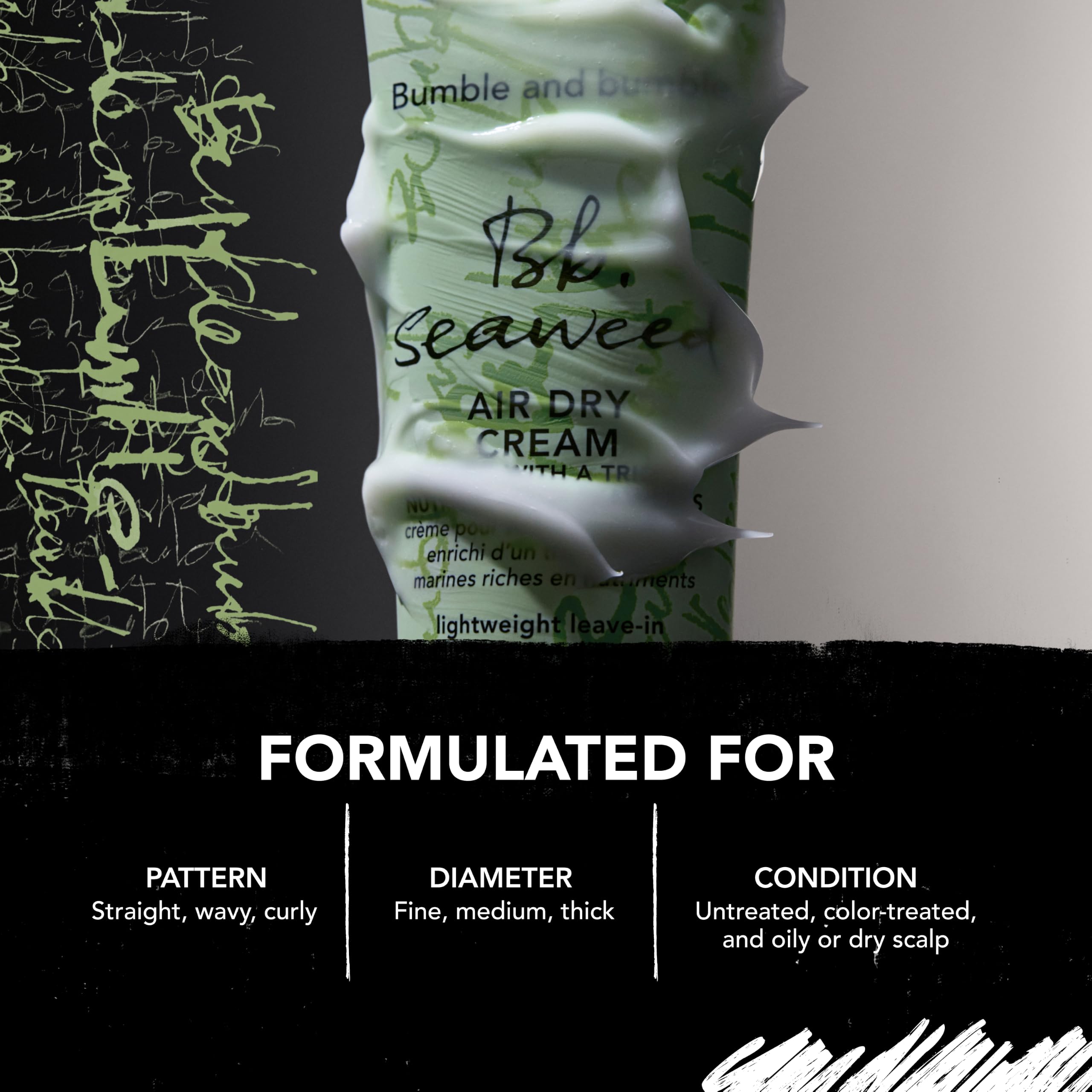 Bumble and bumble. Seaweed Nourishing Air Dry Hair Styling Cream | Leave-In Conditioner | Detangling, Hydrating, Anti Frizz, Soft Hold, Color Safe | For All Curly, Wavy, Straight Hair Types