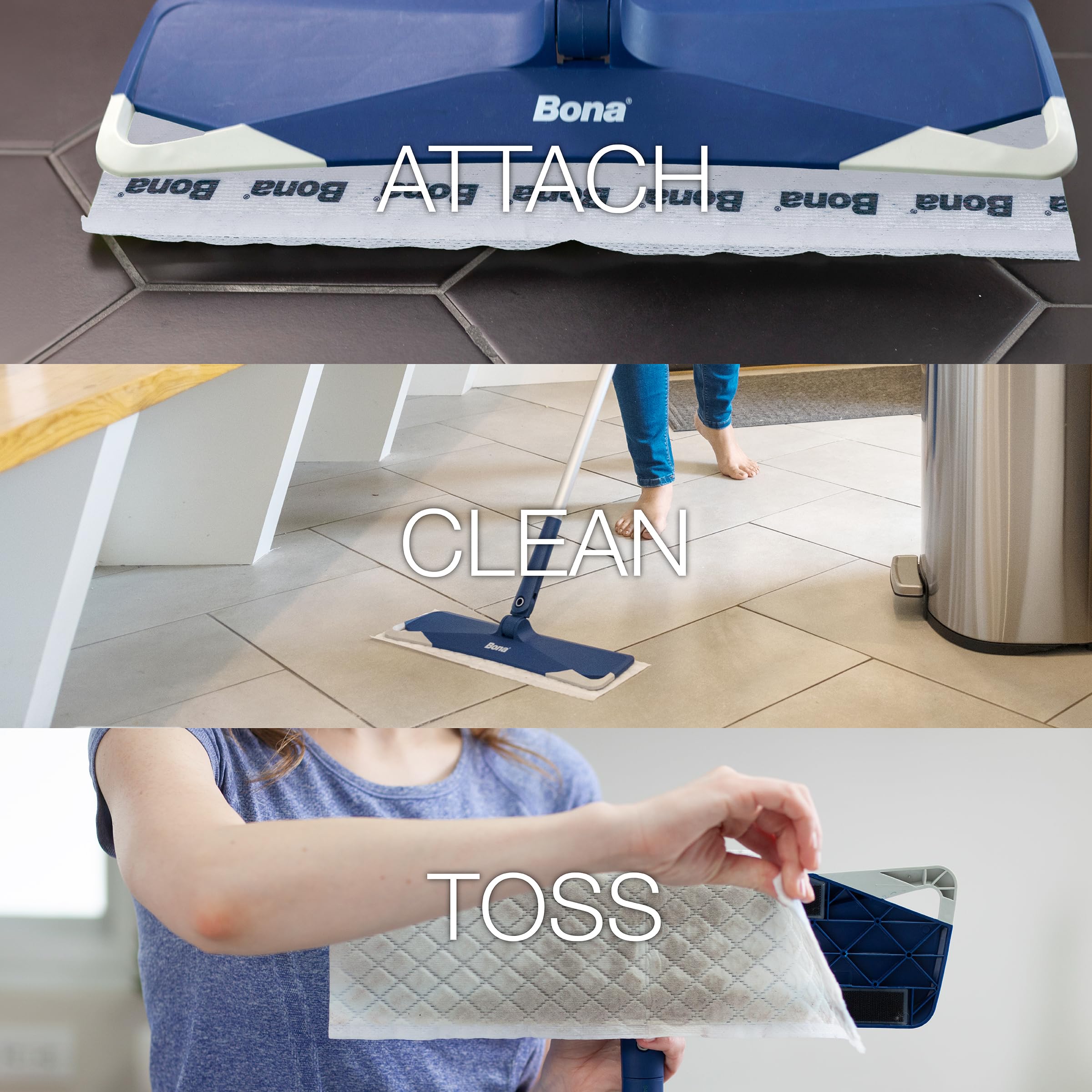 Bona® Disposable Wet Cleaning Pads for Hard-Surface Floors, Lemon Mint Scent 12 Count (Pack of 1)