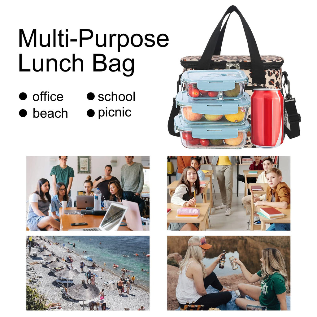 Femuar Lunch Bags for Women/Men, Insulated Lunch Bag for Work Office Picnic - Large Lunch Cooler Bag Leakproof Lunch Box with Adjustable Shoulder Strap for Adults - Grey (15L)