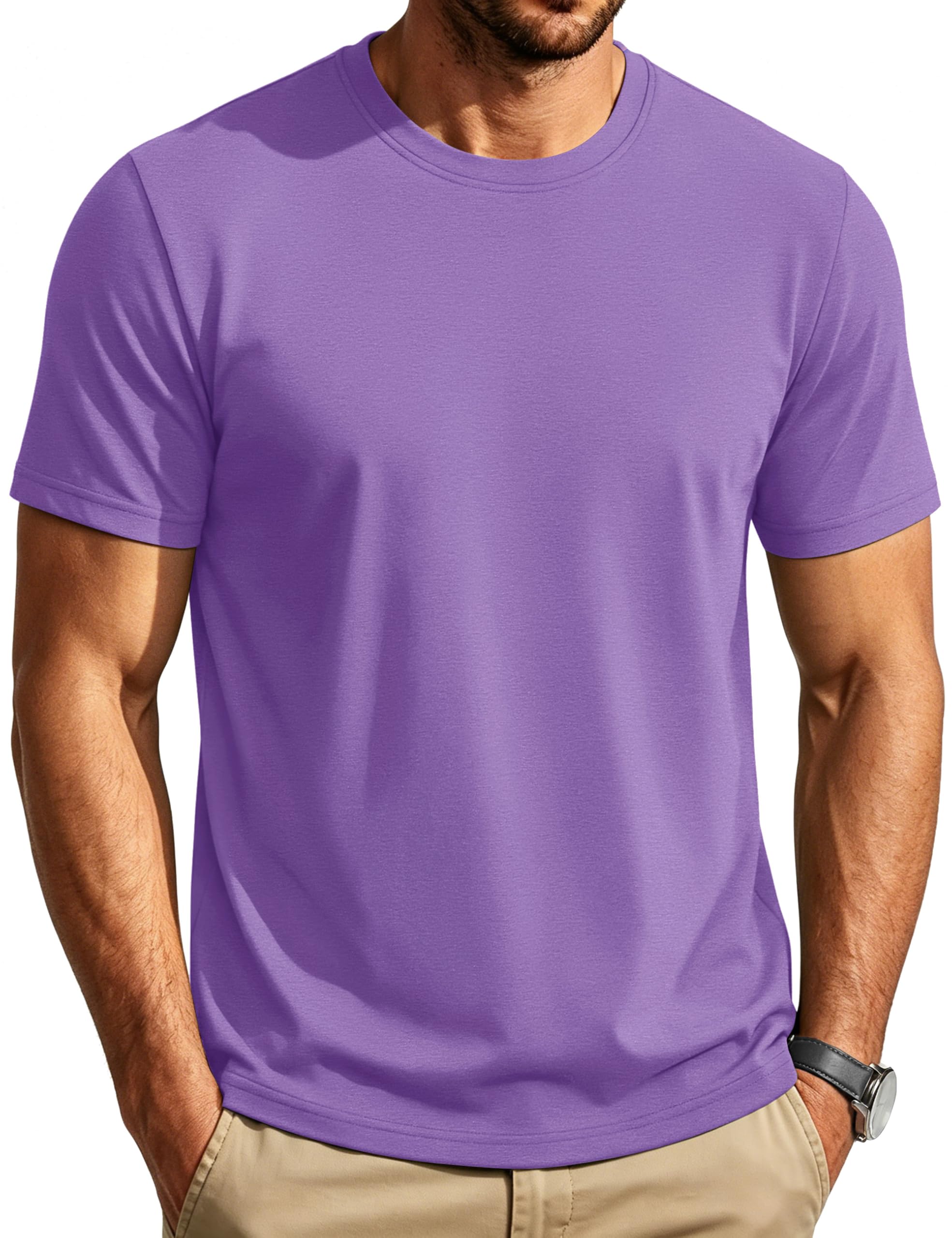 Cotrasen Mens T-Shirts Short Sleeve Cotton Crew Neck Lightweight Moisture Wicking Casual Soft Basic Plain Tee Shirts