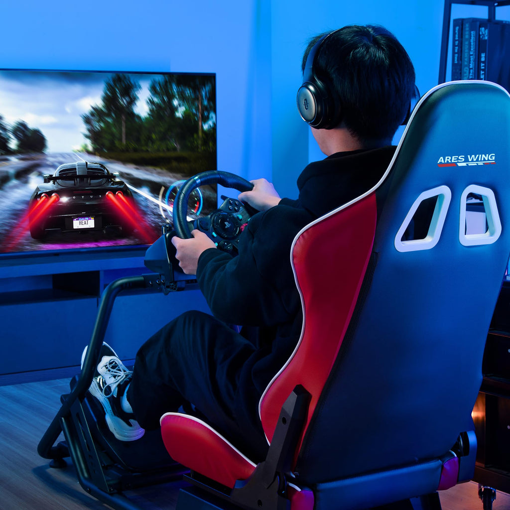 ARES WING Sim Racing Cockpit, Racing Wheel Stand with Seat, Formula and GT Racing Simulator Cockpit Compatible with Fanatec, Thrustmaster, Logitech, Moza Racing Games on PS5, PS4, Xbox and PC