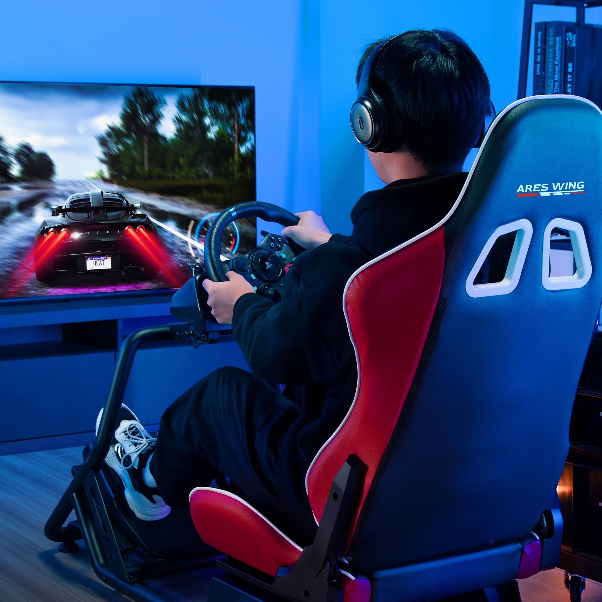 ARES WING Sim Racing Cockpit, Racing Wheel Stand with Seat, Formula and GT Racing Simulator Cockpit Compatible with Fanatec, Thrustmaster, Logitech, Moza Racing Games on PS5, PS4, Xbox and PC