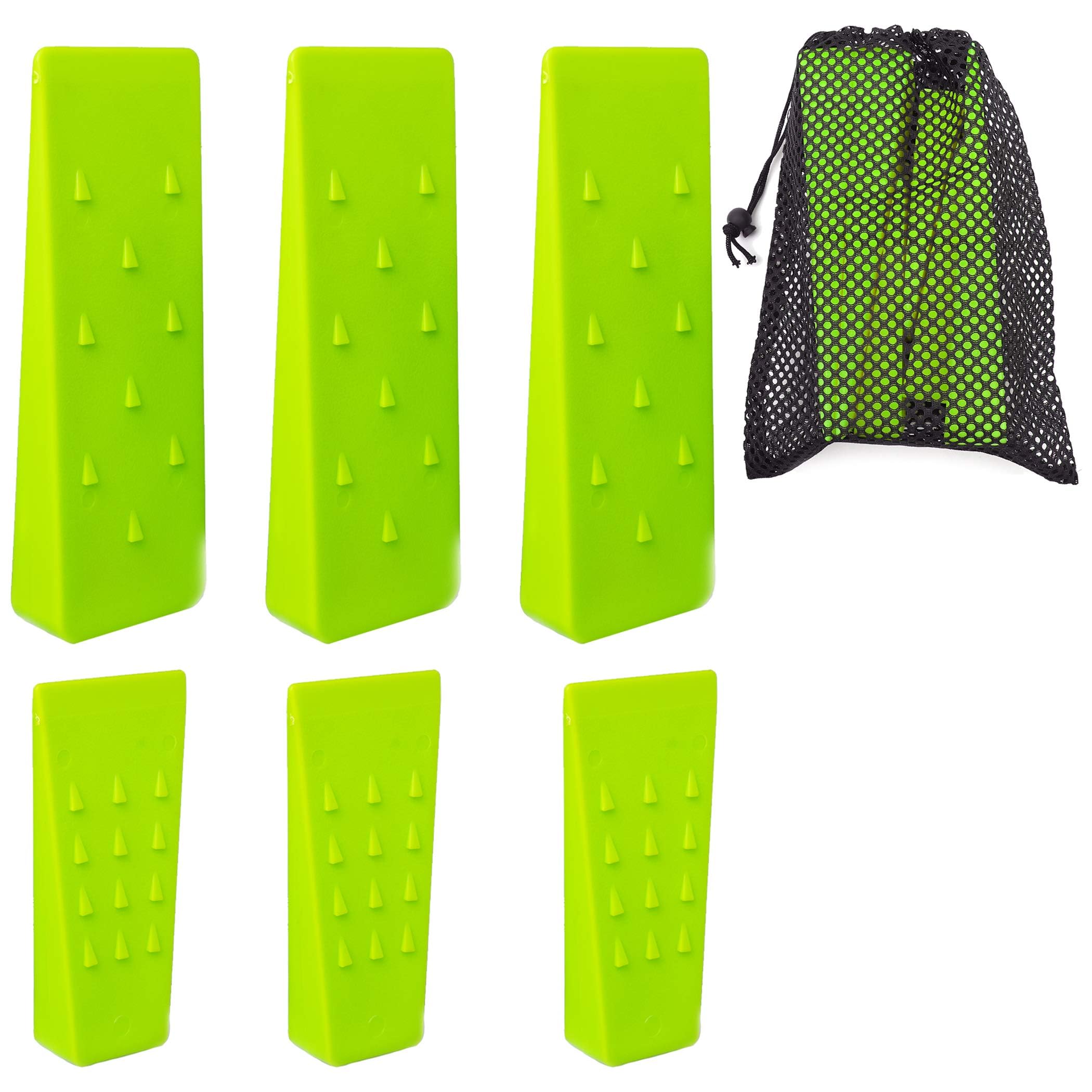 AR-PRO 6 Pack Tree Felling Wedges with Spikes for Safe Tree Cutting – 5.5” Wedges with Storage Bag; 6 Felling Dogs to Guide Trees Stabilize and Safely to Ground for Loggers and Fallers