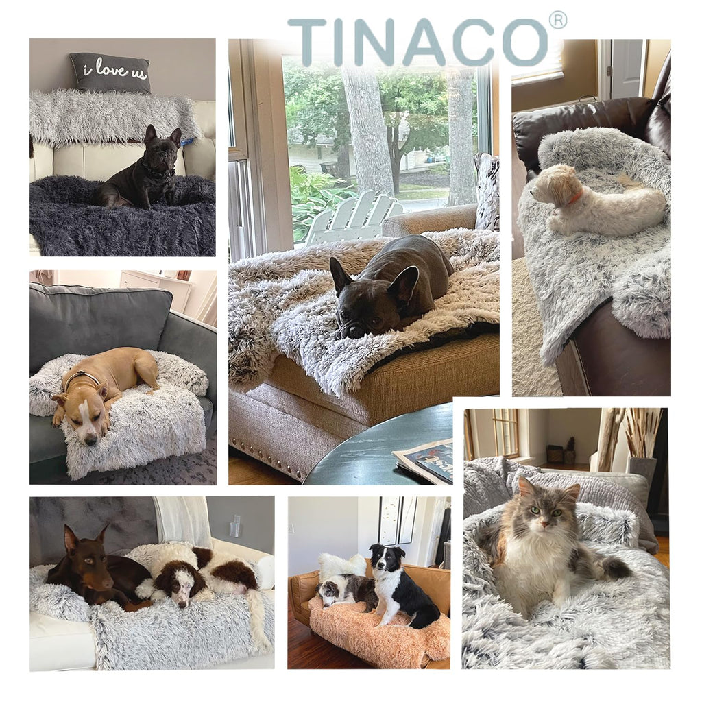 Luxurious Calming Dogs/Cats Bed Mats, Dog Pad Washable Removable Couch Cover, Plush Long Fur Mat for Pets, Waterproof Lining, Perfect for Small, Medium and Large Dogs and Cats (Beige, 31"x23")