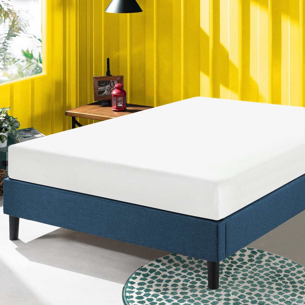 Zinus Curtis Upholstered Platform Bed Frame, Mattress Foundation, Wood Slat Support, No Box Spring Needed, Eco Friendly WonderBox (TM) Packaging, Dark Grey, Full