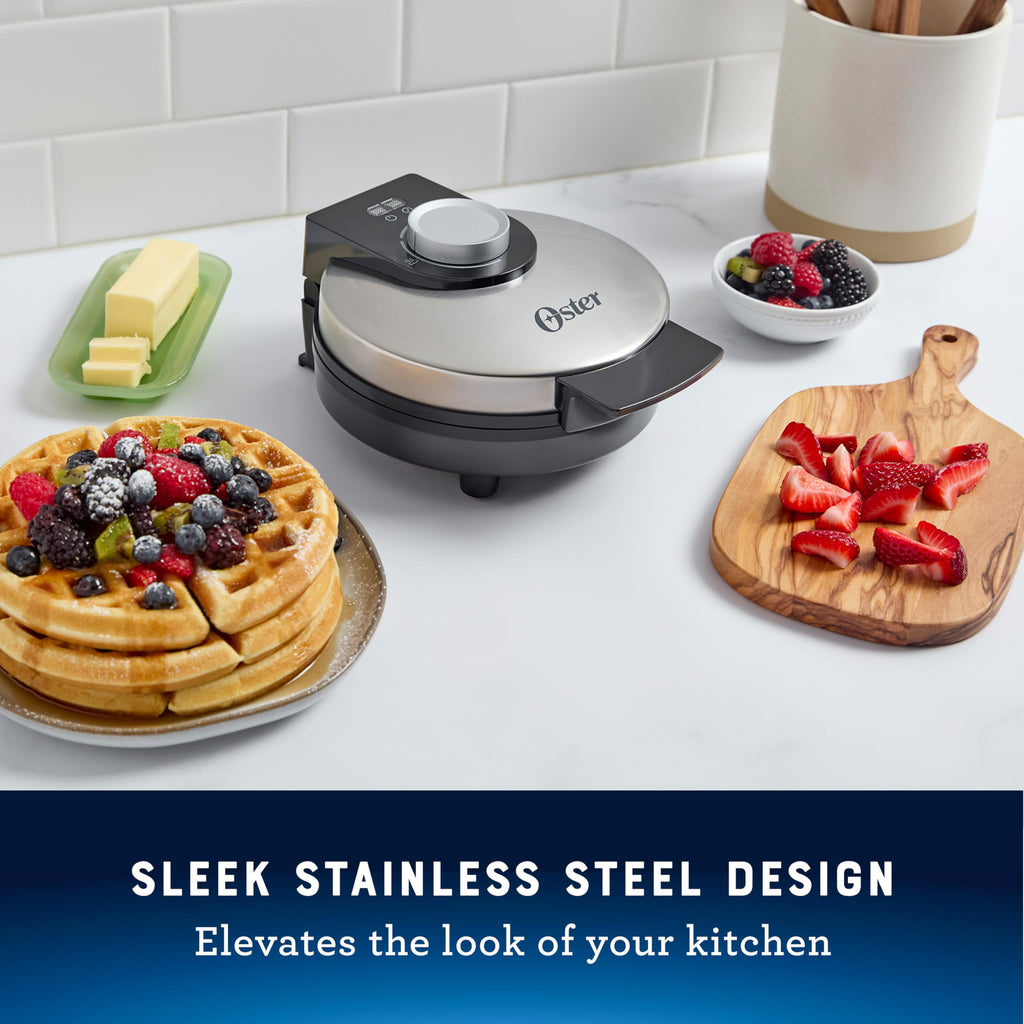 Oster Belgian Waffle Maker, Non-Stick Waffle Iron for Thick, Fluffy Waffles, Easy to Clean