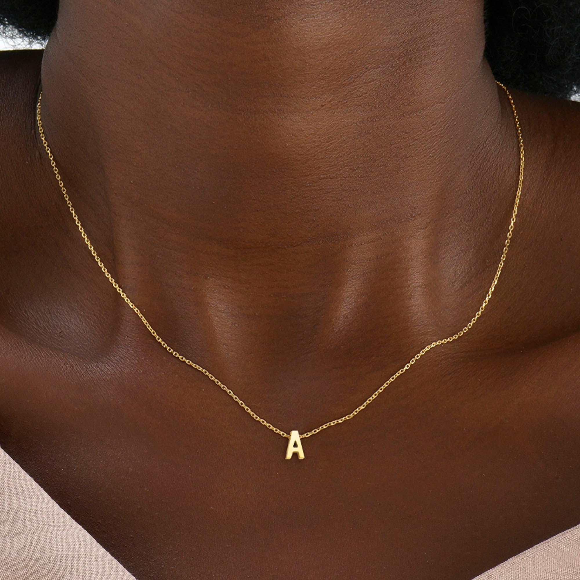Initial Necklace for Women Girls Kids - Dainty Initial Necklace Tiny A-Z Pendant Necklace Cute Letter Necklace