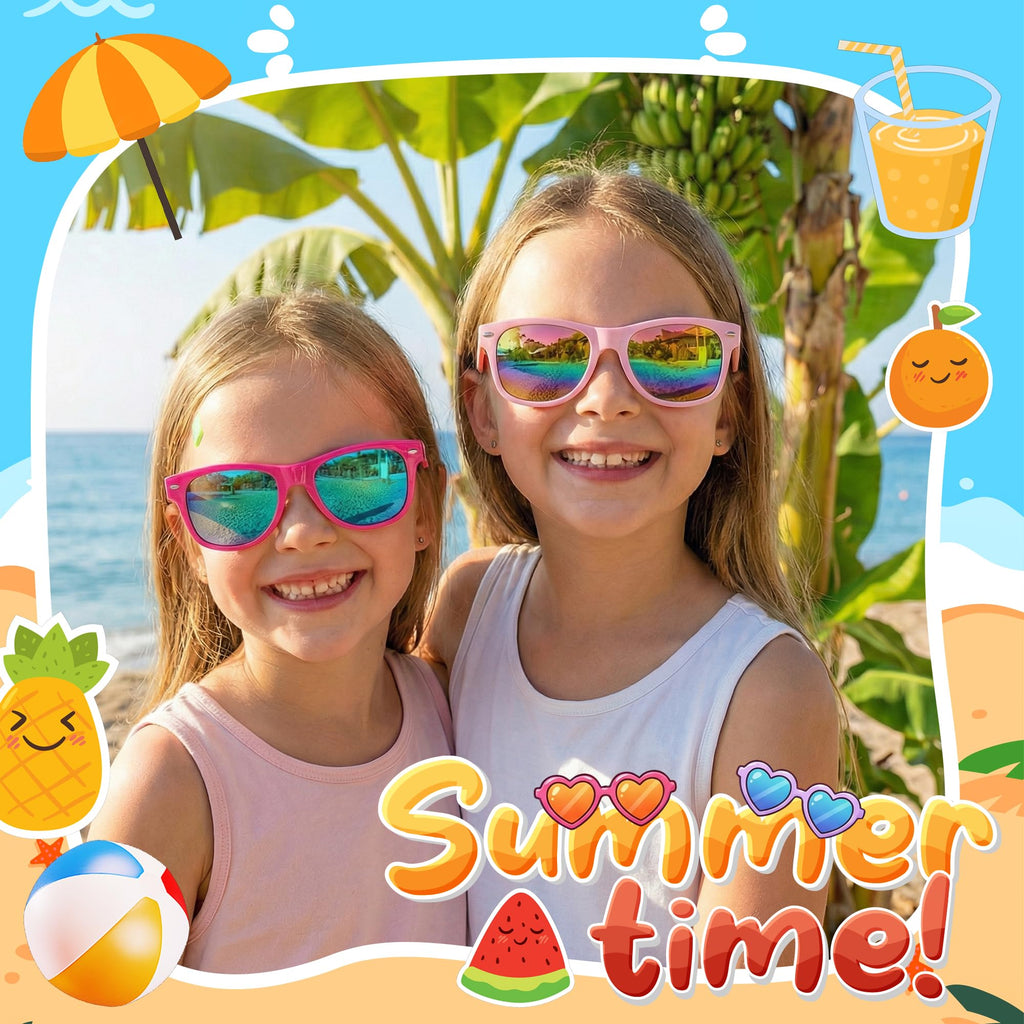 Kids Sunglasses Bulk, Kids Sunglasses Party Favors for Age 3-8, UV400 Protection Neon Kids Sunglasses Bulk for Boys Girls (12Pack-heart sunglasses)