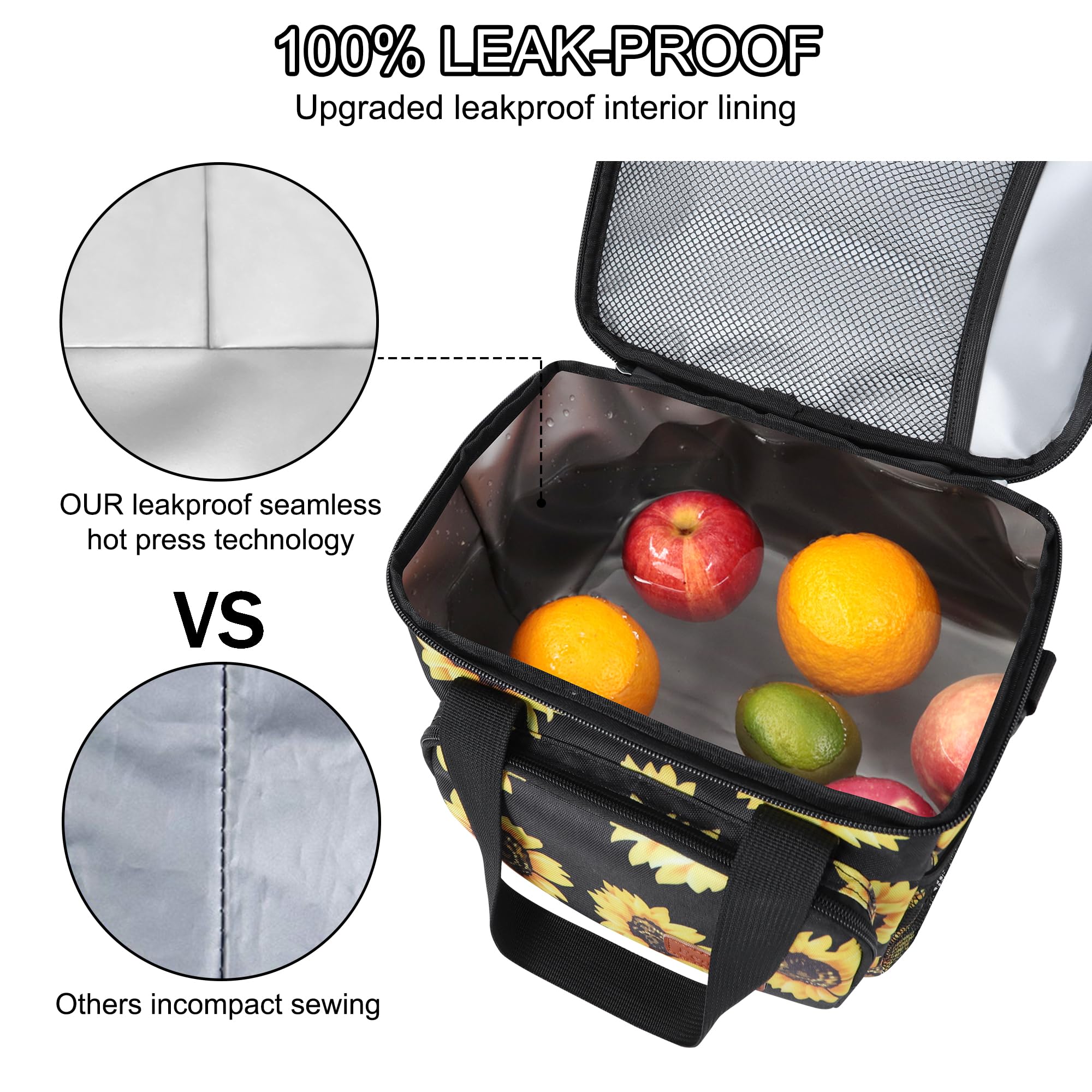 Femuar Lunch Bags for Women/Men, Insulated Lunch Bag for Work Office Picnic - Large Lunch Cooler Bag Leakproof Lunch Box with Adjustable Shoulder Strap for Adults - Grey (15L)