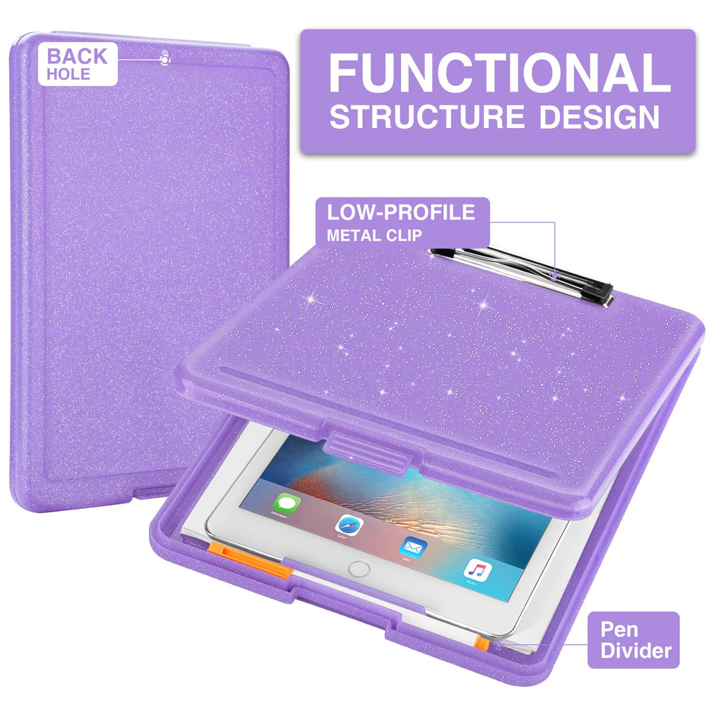 Sooez Clipboard with Storage, Plastic Storage Clipboards with Low Profile Clip, Nursing Clip Boards Foldable, Hanging Clipboard Case for Work, Teacher, Classroom Must Haves, Office School Supplies