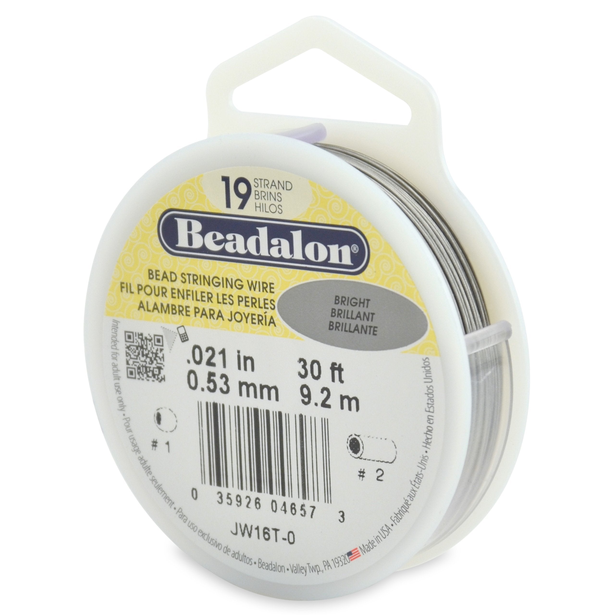 Beadalon 19 Strand Stainless Steel Bead Stringing Wire, .010 in / 0.25 mm, Bright, 100 ft / 31 m