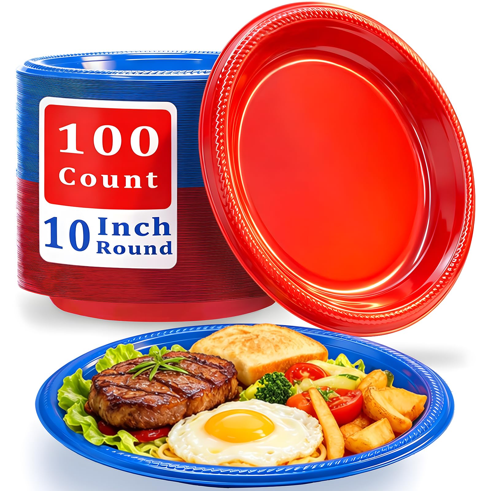 50 Pcs Black Plastic Plates, 10 Inch Black Plates, Black Party Plates Disposable for Birthday Weddings Fathers Day World Cup