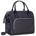 IDEATECH Insulated Lunch Box for Women & Men, Stylish Ladies Lunch Bag for Work, Leak Proof Portable Cooler Bag for Picnic, Black Lunch Tote Bags with Adjustable Shoulder Strap, Gifts for Mom (Black)