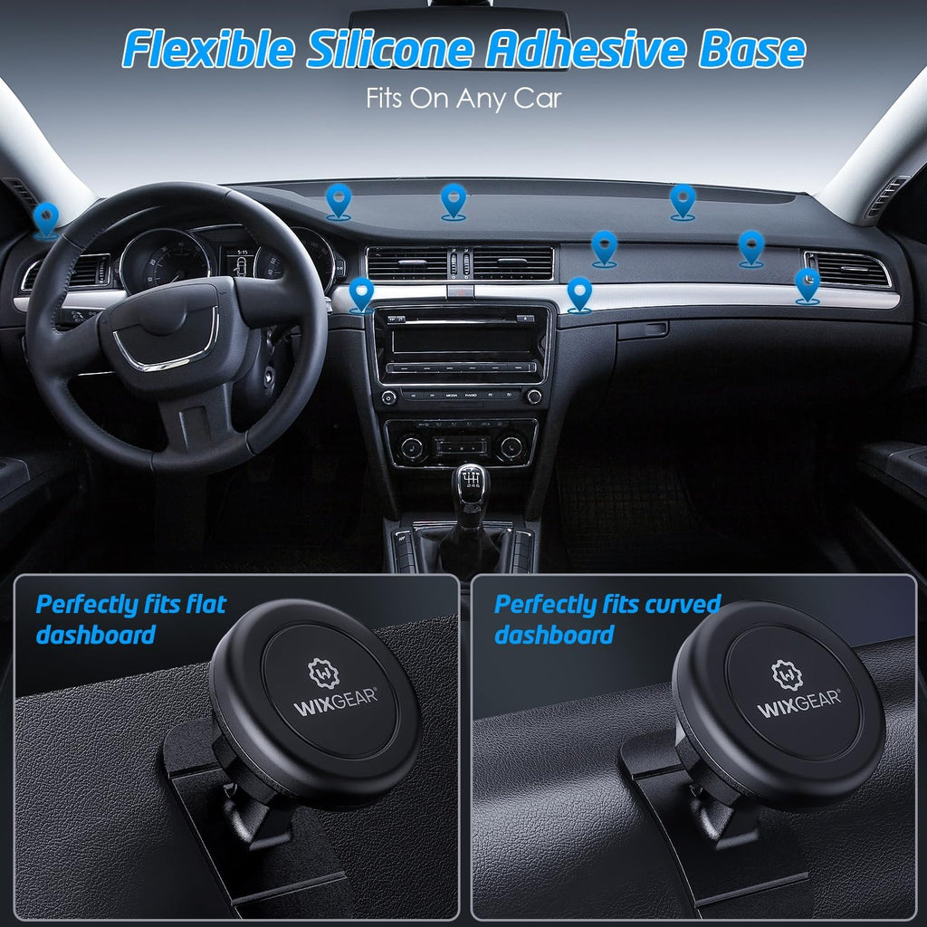 Magnetic Car Mount [2-Pack] - Universal Stick-On Dashboard Magnetic Phone Holder for Car, Strong Magnet Mount for Cell Phones & Mini Tablets with Swift-Snap Technology