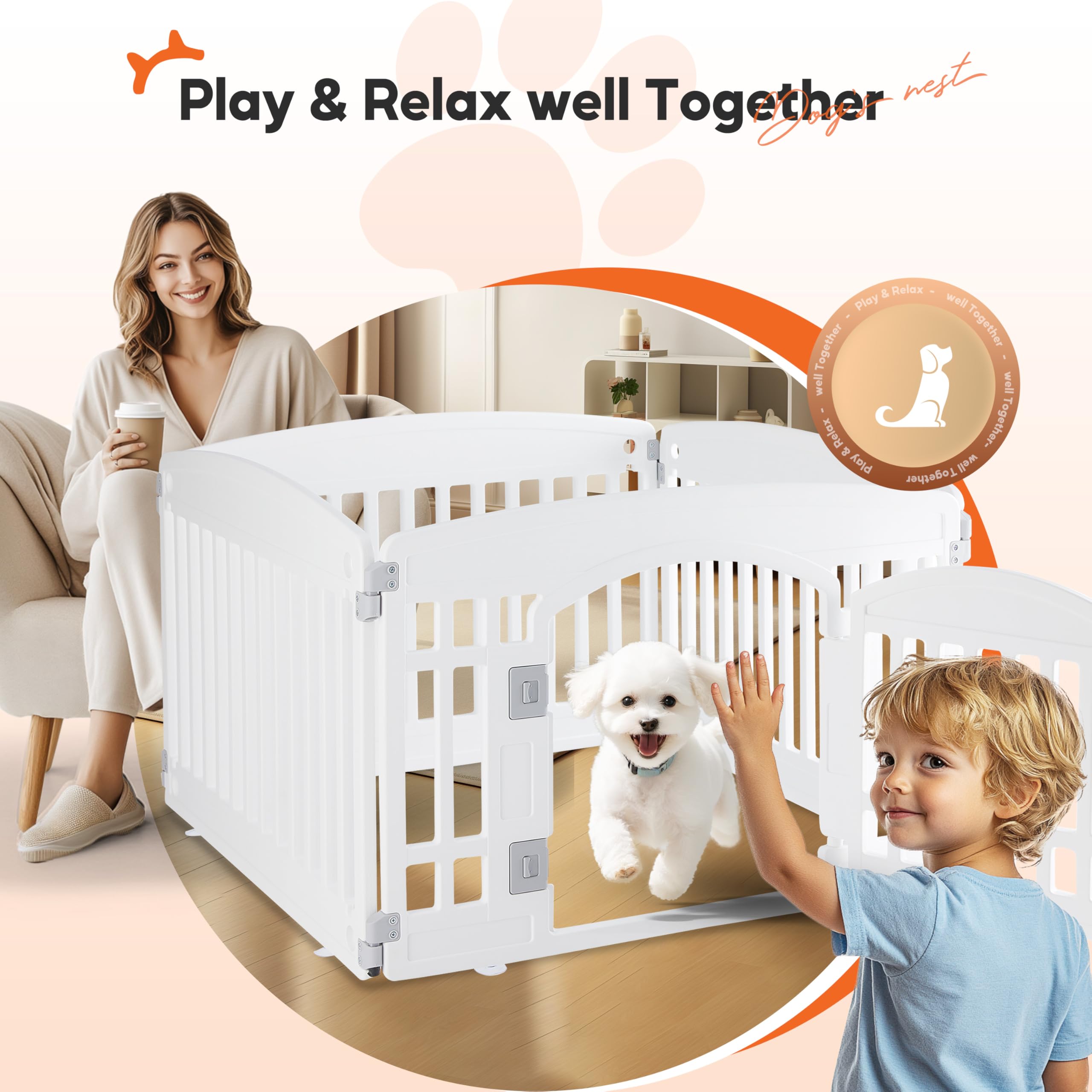 Dog Playpen 24 Inch 8 Panels, Ideal Dog Fence for Puppy/Small Dogs Indoor & Outdoor Bliss, Perfect Dog Pen for Camping, Yard, RV, Garden Fence, Black