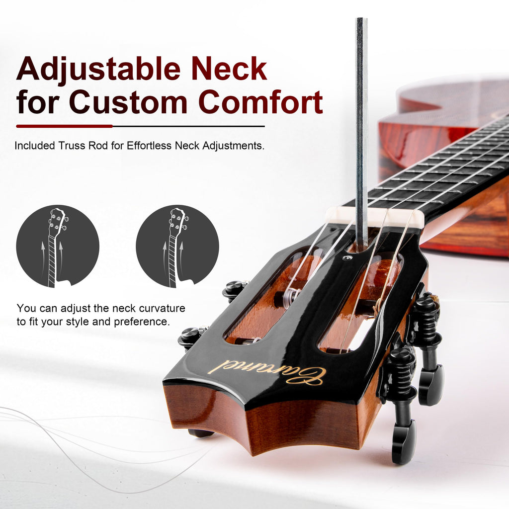 Caramel TEG95 Butterfly Bocote Glossy Tenor Acoustic & Electric Ukulele | 26-inch Handmade Professional Ukelele Kit with Accessories