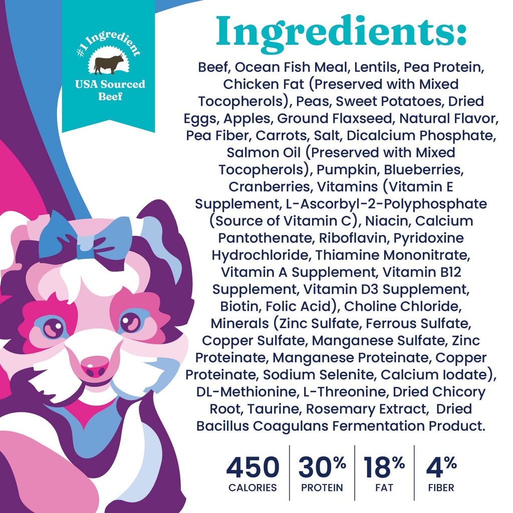 Solid Gold Toy & Small Breed Dry Dog Food Small Bites – Real Beef, Grain Free, Gluten Free, High Fiber Kibble with Probiotics for Gut Health & Digestion Support – Healthy Dog Food All Ages – 4LB