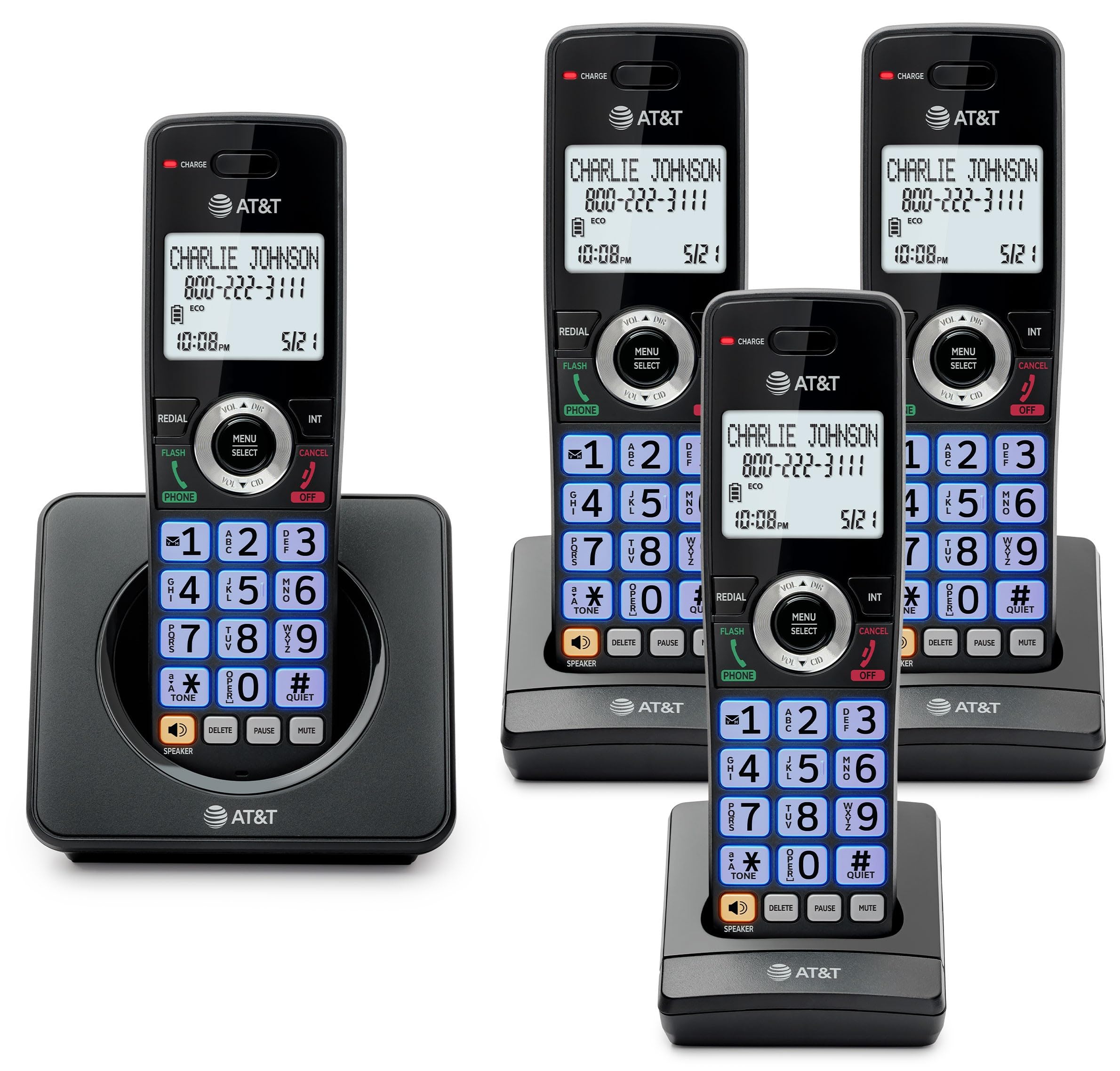 AT&T Landline Home Phone with Call Blocker, Caller ID/Call Waiting, Full-Duplex Handset Speakerphone, Backlit Keypad & Display, Rechargeable Battery, ECO Mode, DECT 6.0: GL2101-11