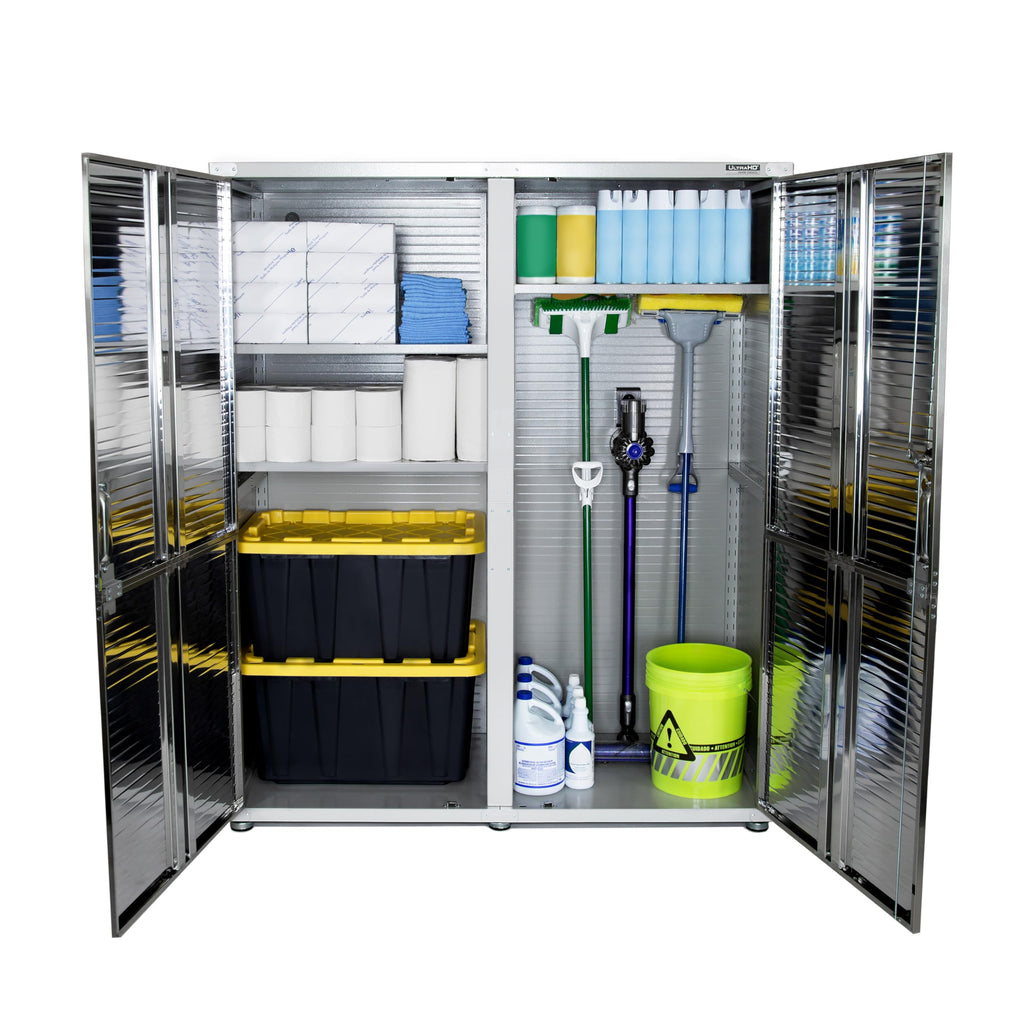 Seville Classics UltraHD Solid Steel Lockable Metal Storage Cabinet Locker Organizer, w/Adjustable Shelves for Garage, Warehouse, Office, Classroom, Granite, 30" W x 18" D x 72" H