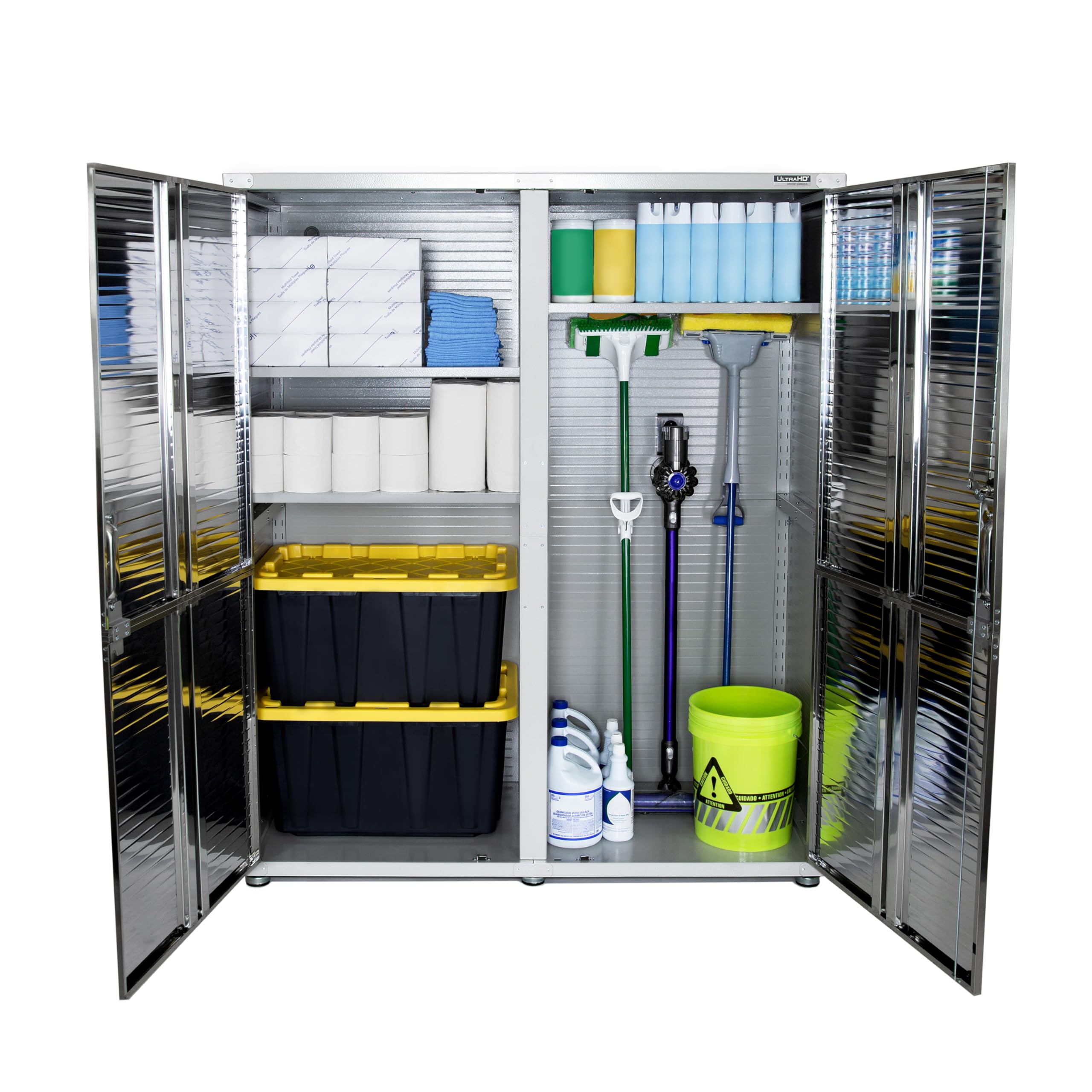 Seville Classics UltraHD Solid Steel Lockable Metal Storage Cabinet Locker Organizer, w/Adjustable Shelves for Garage, Warehouse, Office, Classroom, Granite, 30" W x 18" D x 72" H