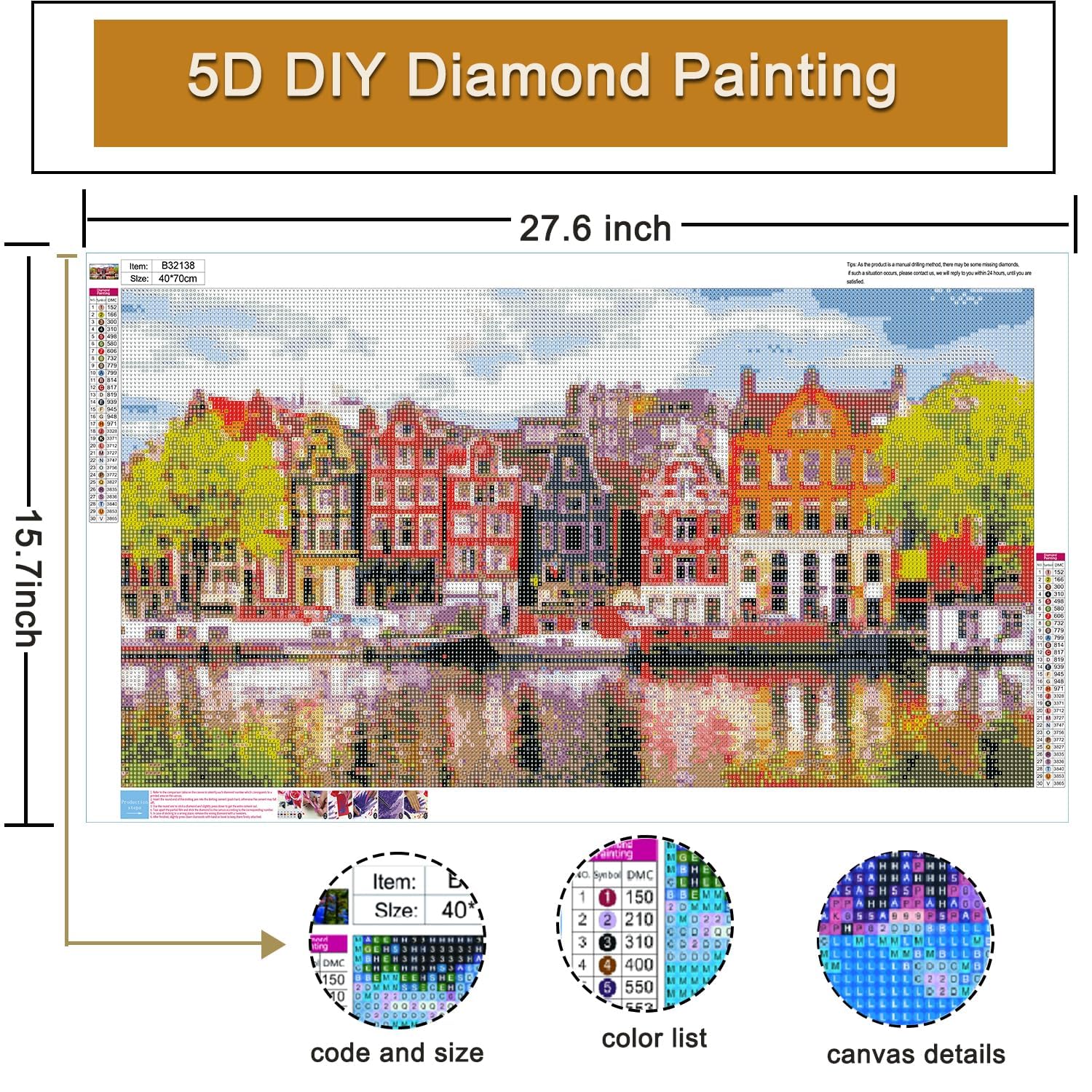 Yunnuo Diamond Art Kit, Tropical Beach Sunset with Palm Trees, DIY Round Gem Art Canvas, Crafts for Adults and Beginners, 12x16 in, Landscape Painting