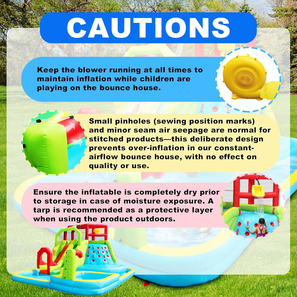 WELLFUNTIME Inflatable Water Slide Park, Bouncy Castle with Deep Pool, 191 x 157.5 x 100 Inch, Jumping Castle with Air Blower