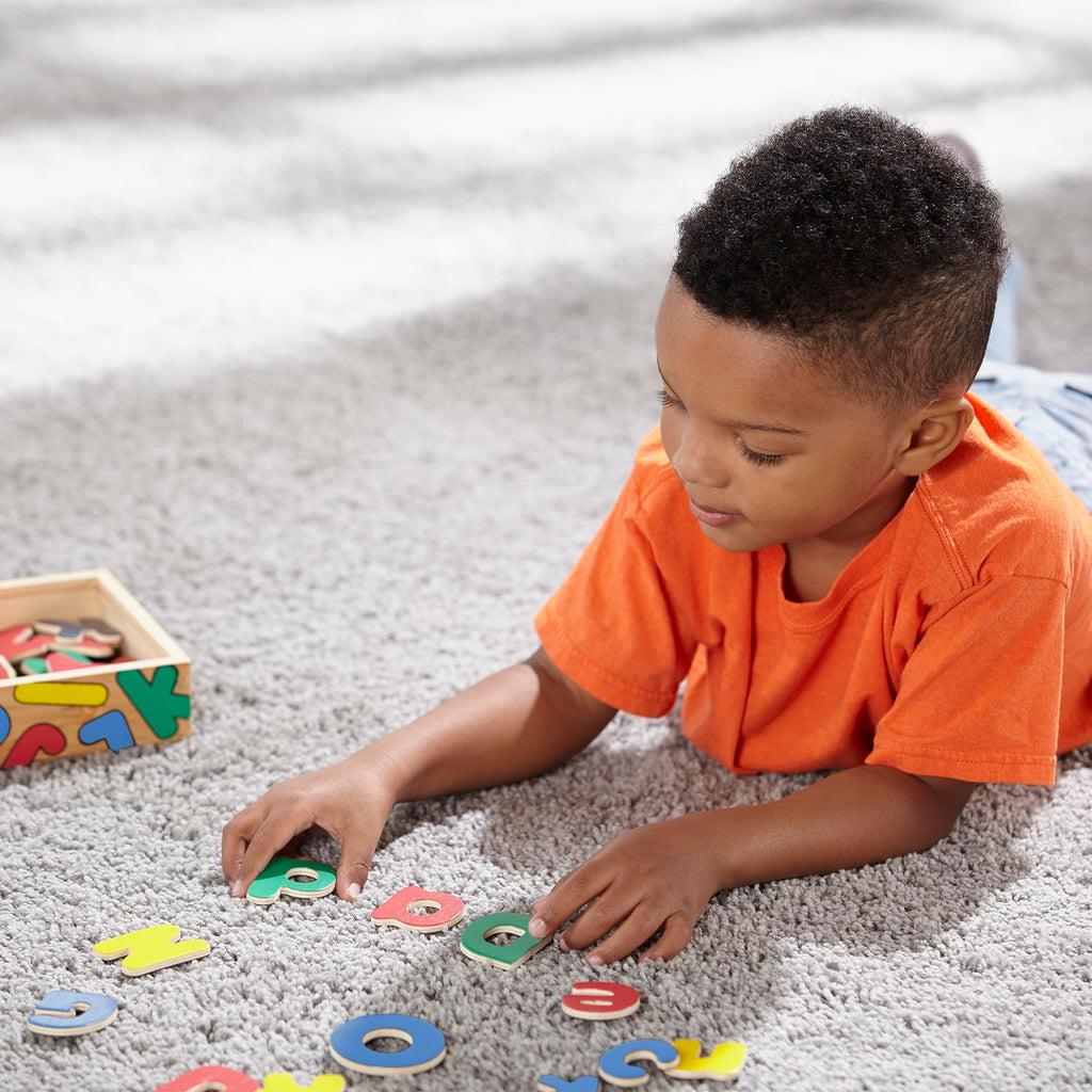 Melissa & Doug 52 Wooden Alphabet Magnets in a Box - Uppercase and Lowercase Letters