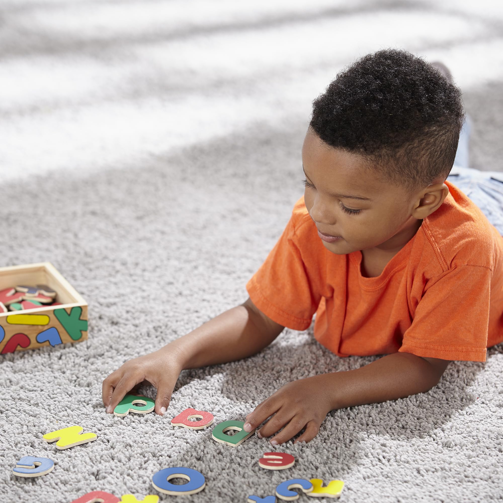 Melissa & Doug 52 Wooden Alphabet Magnets in a Box - Uppercase and Lowercase Letters