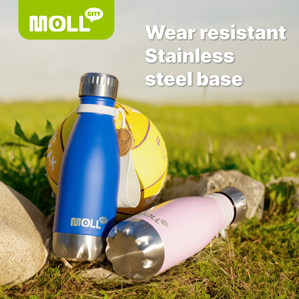 9 oz Water Bottle for Kids-Small Stainless Steel Water Bottle for School Vacuum Insulated Metal Leak Proof Cola Shape Water Flask for Boys Girls(Baby Blue)