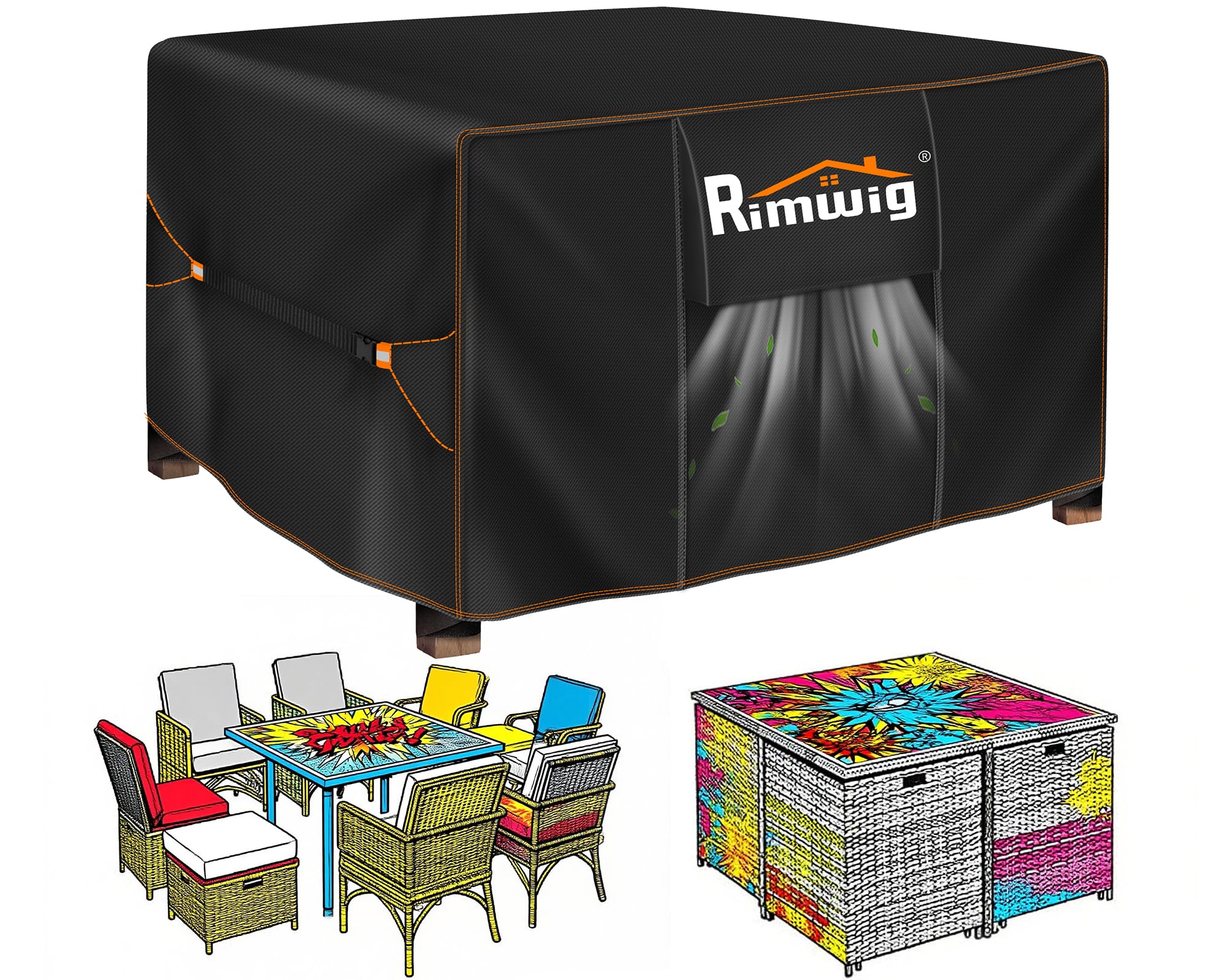Extra large Patio Furniture Set Covers Waterproof, outdoor furniture covers clearance, Sectional Sofa Couch Set Covers, Outside Table Chair Set Cover Rectangular Heavy Duty 110" L x 57" W x 28" H