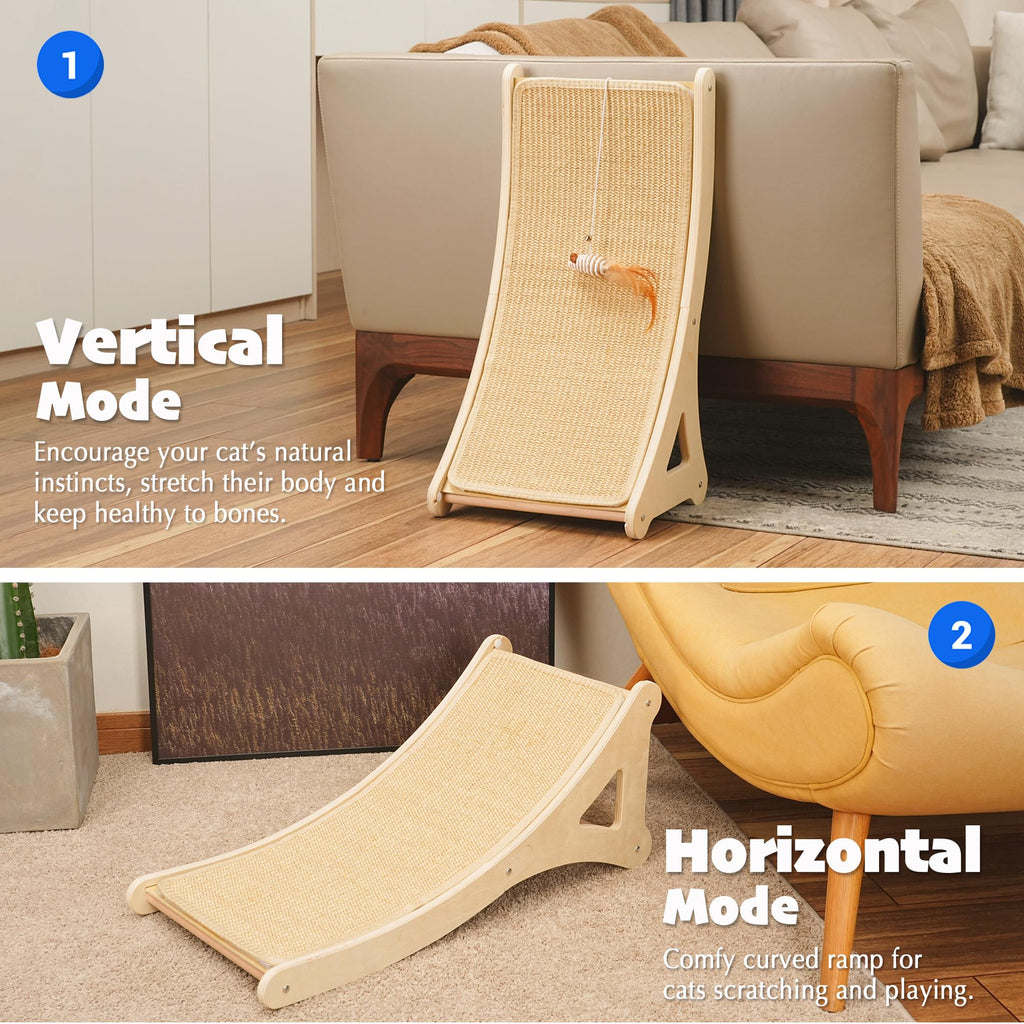 PETKARAY Couch Corner Cat Scratcher, 28.5" Sisal Scratching Post for Cats | Corner Wall Scratch Pad for Furniture Protection, Large Vertical Cat Scratching Post with Plush Base