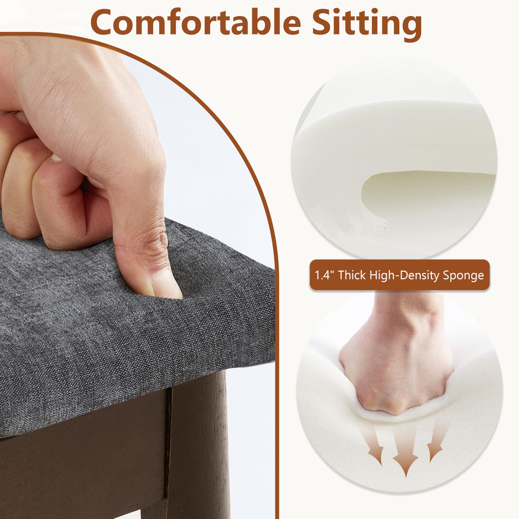 Royal Windsor Vanity Stool with Saddle Cushion, 18 Inch Makeup Vanity Chair for Living Room, Modern Foot Stool Ottoman Piano Bench,Small Upholstered Bench for Bedroom, Beige