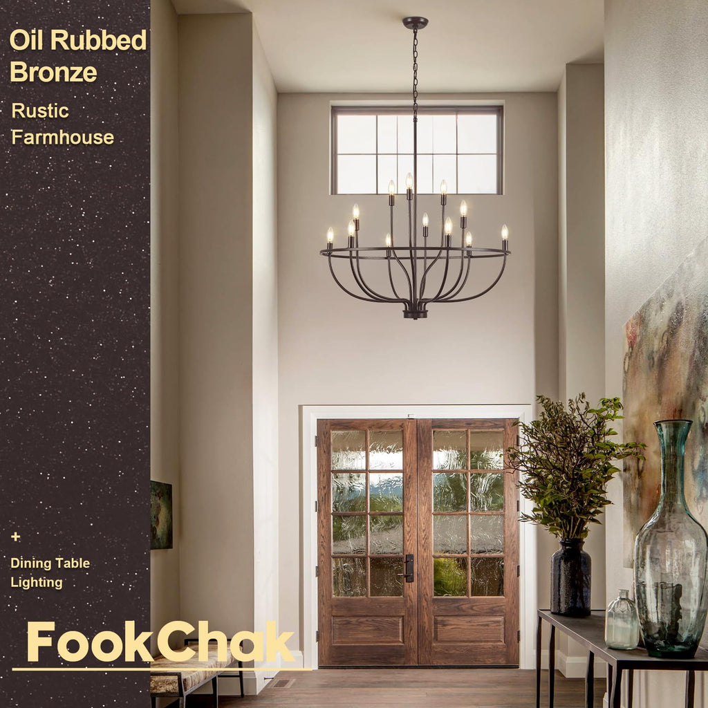 Black Chandelier 6-Light Dining Room Chandelier Kitchen Chandeliers Over Table Round Living Room Chandelier Light Fixture for Bedroom, Kitchen, Foyer