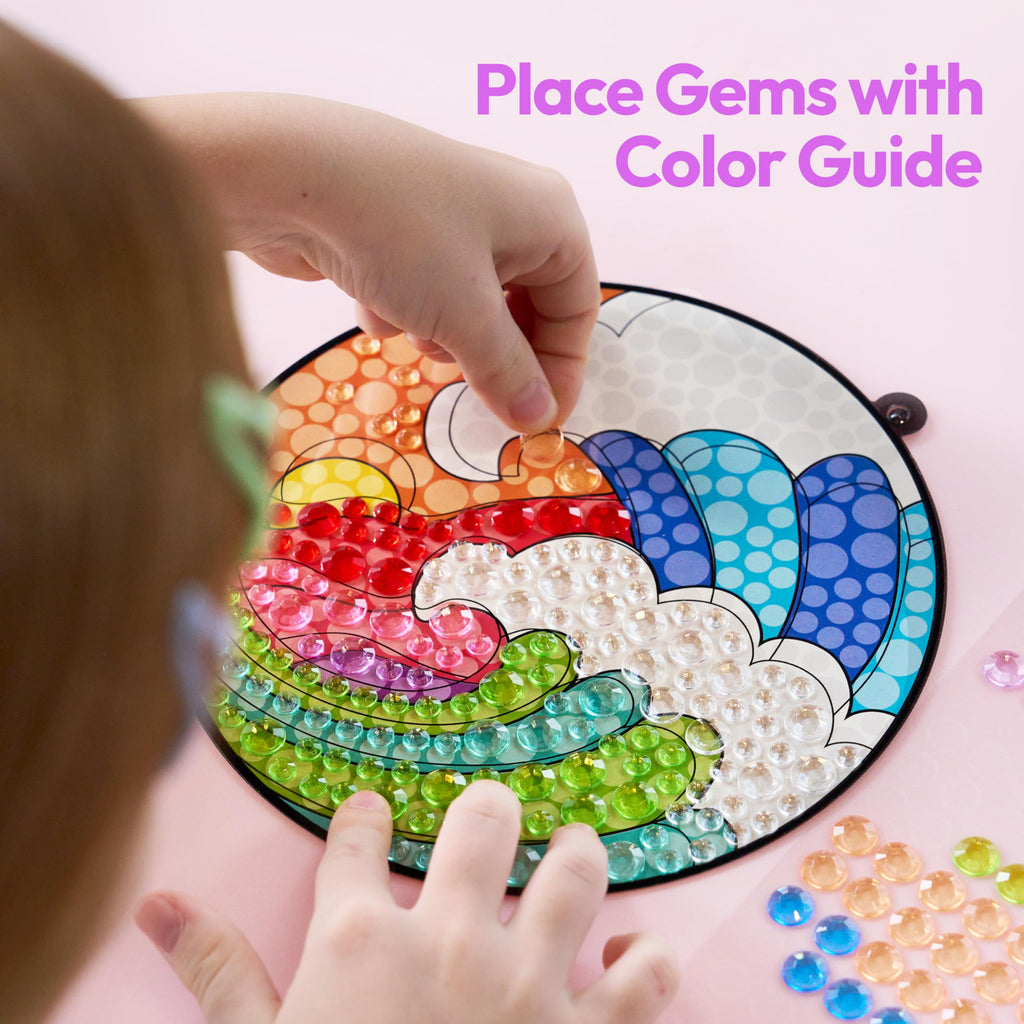 Klever Kits 4PCS Window Art Suncatcher Kits, Fun Gem Painting Kits, Diamond Art and Crafts for Boys Girls, Great Crafts Gift for Kids Birthdays Christmas Ages 6+