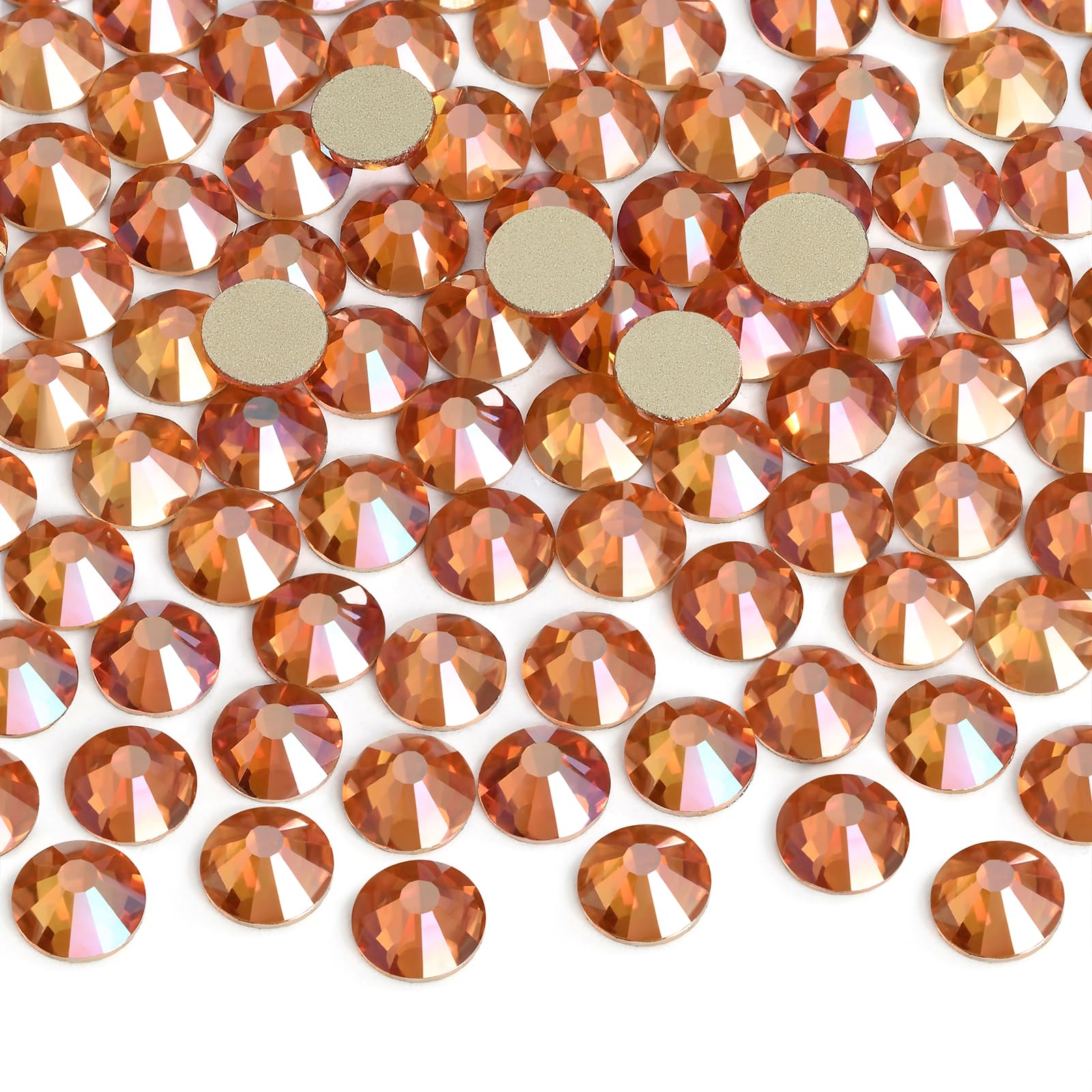 2880 Pieces Flatback Rhinestones Glue Fix Crystal Glass Diamantes Gems for Crafting Nail Art Crafts Decorations Clothes Shoes 1.4 mm (ss3, Amber)
