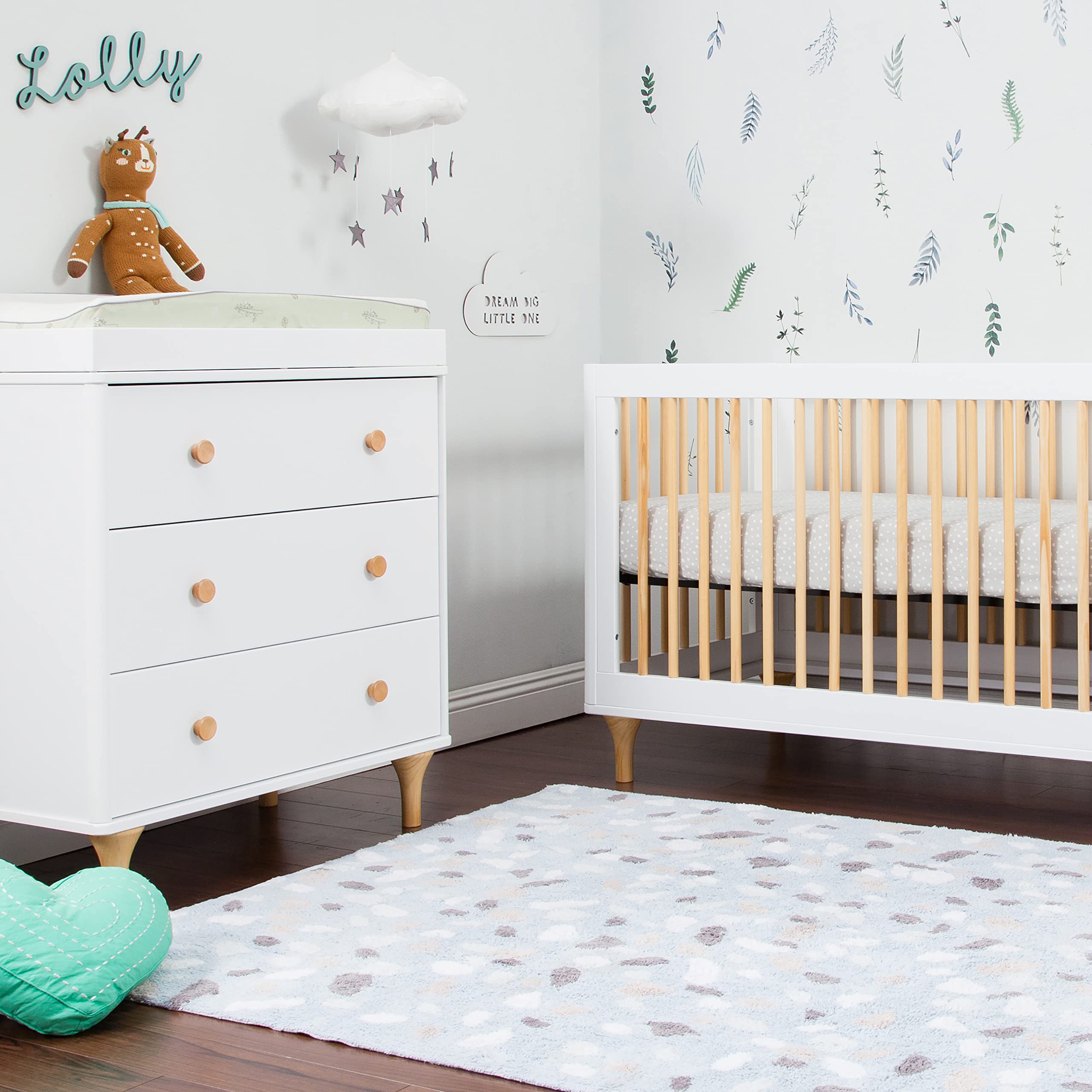 Babyletto Lolly 3-Drawer Changer Dresser with Removable Changing Tray in Natural Walnut, Greenguard Gold Certified
