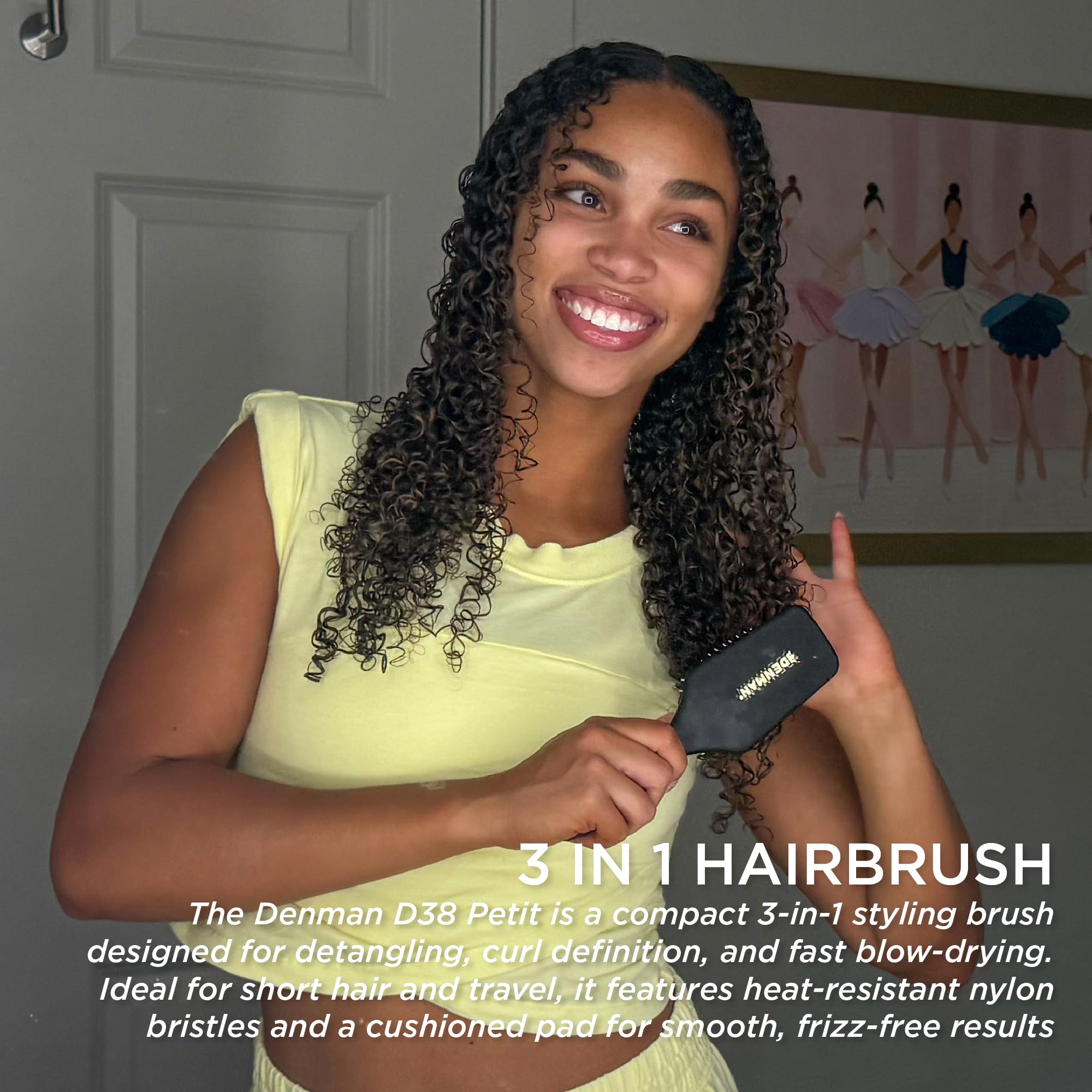 Denman Power Paddle Hair Brush for Quick and Convenient Detangling, Blow Drying and Styling - Combination of D3 Styling Pens & Paddle Brush - For Men and Women P038