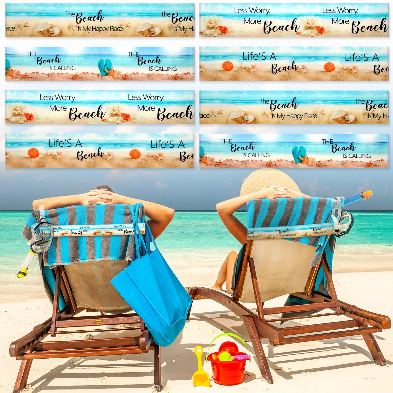 Boao 4 Pack Towel Bands for Beach Chair, Pool & Cruise Essentials, Elastic and Windproof, Towel Chair Clips Lounge Strap Holder, Cruise Ship Accessories (American Flag)