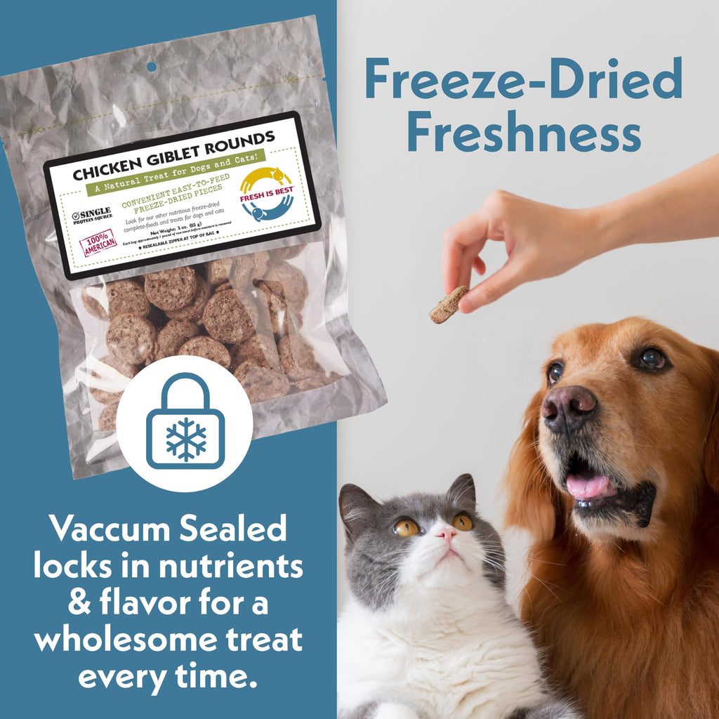 Fresh Is Best Freeze Dried Dog Treats - Raw Freeze Dried Chicken Breast for Dogs & Cats - Healthy Dog Training Treats in Resealable Zipper Bag - High-Protein Single Ingredient - Made in the USA
