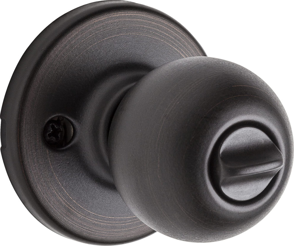 Kwikset Polo Dummy Door Knob, Single Sided Handle for Closets, French Double Doors, and Pantry, Matte Black Non-Turning Interior Push/Pull Door Knob, with Microban Protection