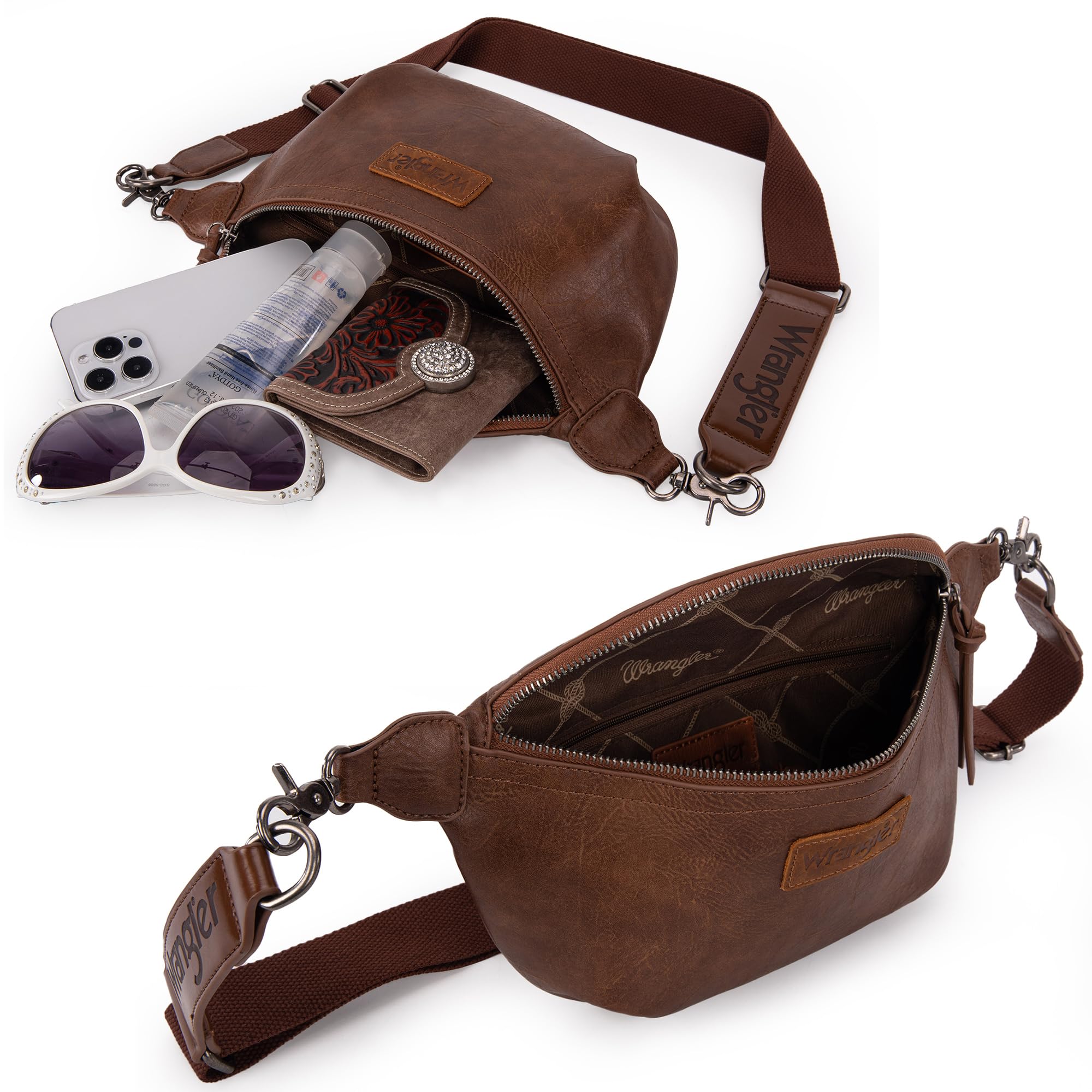 Wrangler Crossbody Bags for Women Large Fanny Packs Bum Bag Travel Belt Bags Sling Purse